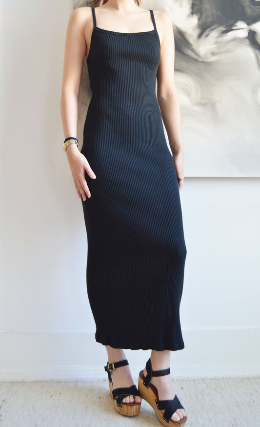 vintage jean Paul Gaultier classique black ribbed dress