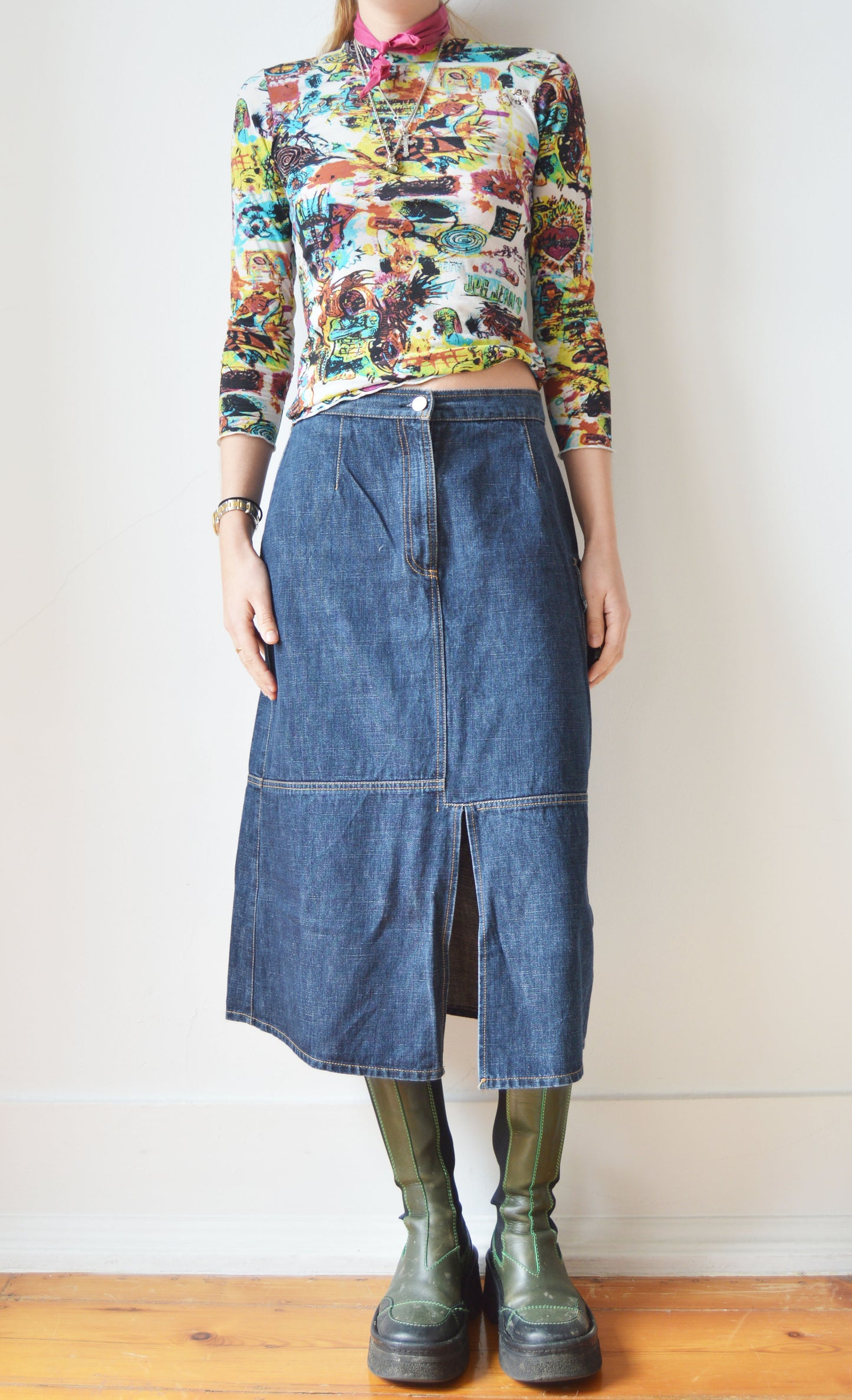 Vintage Jean Paul Gaultier JPG Jeans Basquiat Print Top