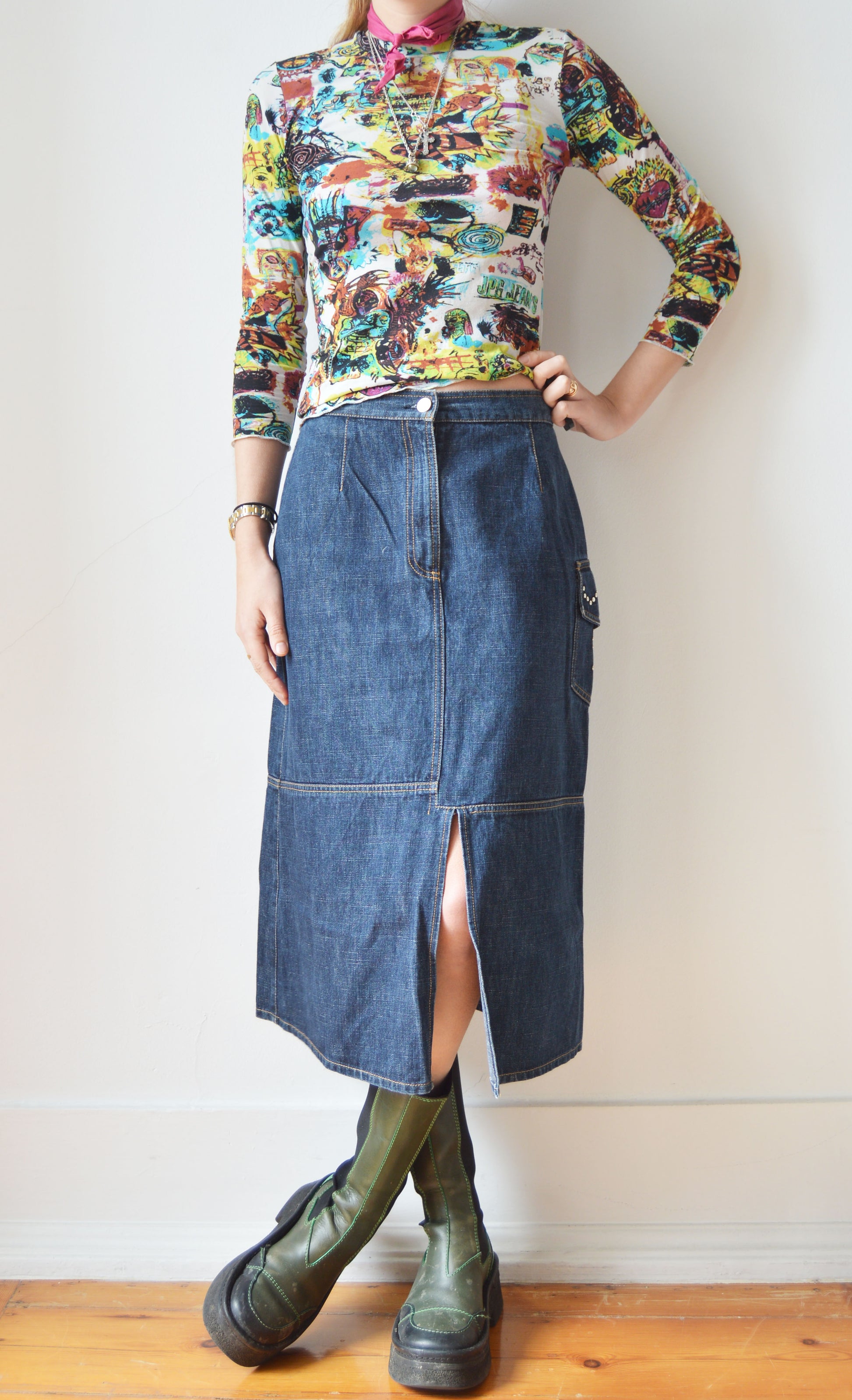 Vintage Jean Paul Gaultier JPG Jeans Basquiat Print Top