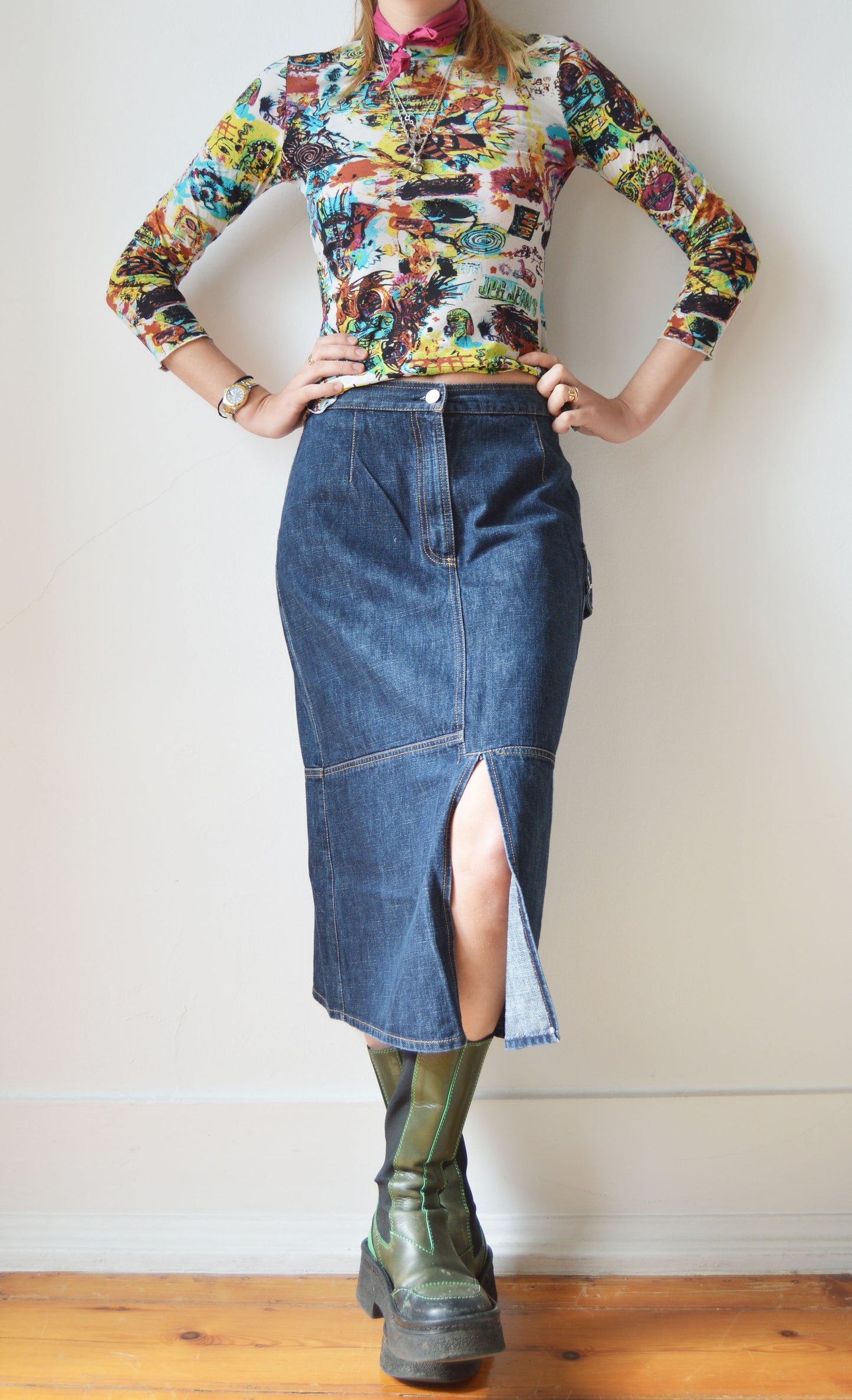 Vintage Jean Paul Gaultier JPG Jeans Basquiat Print Top