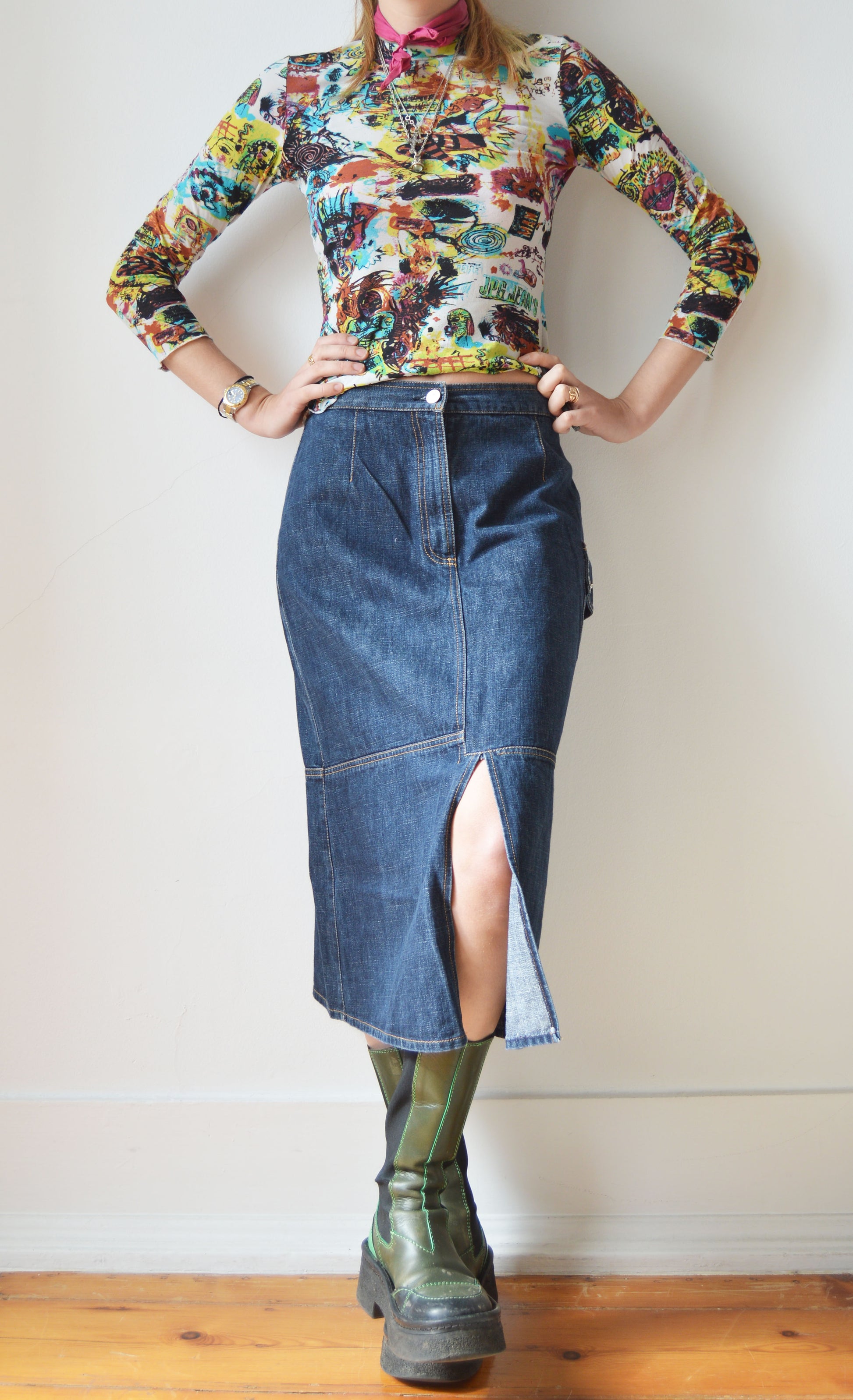 Vintage Jean Paul Gaultier JPG Jeans Basquiat Print Top