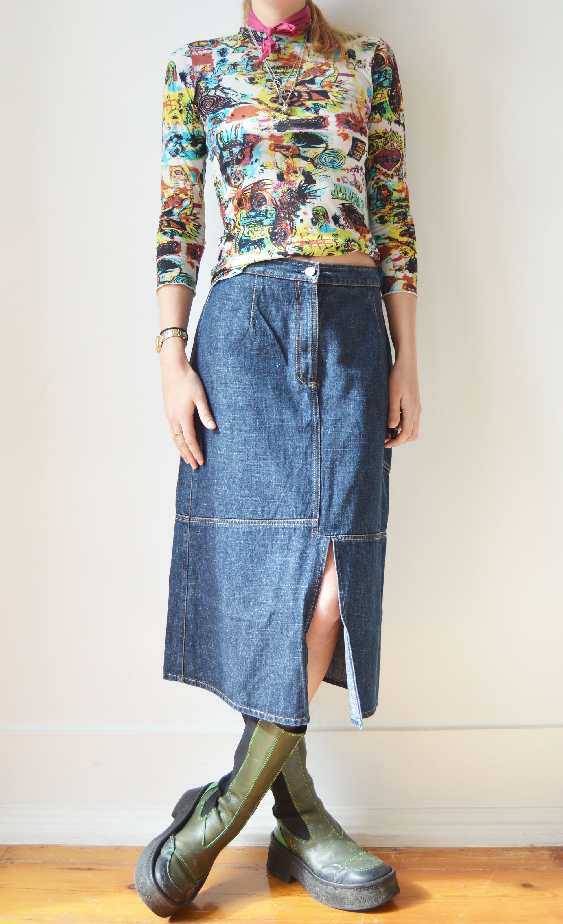 Vintage Jean Paul Gaultier JPG Jeans Basquiat Print Top