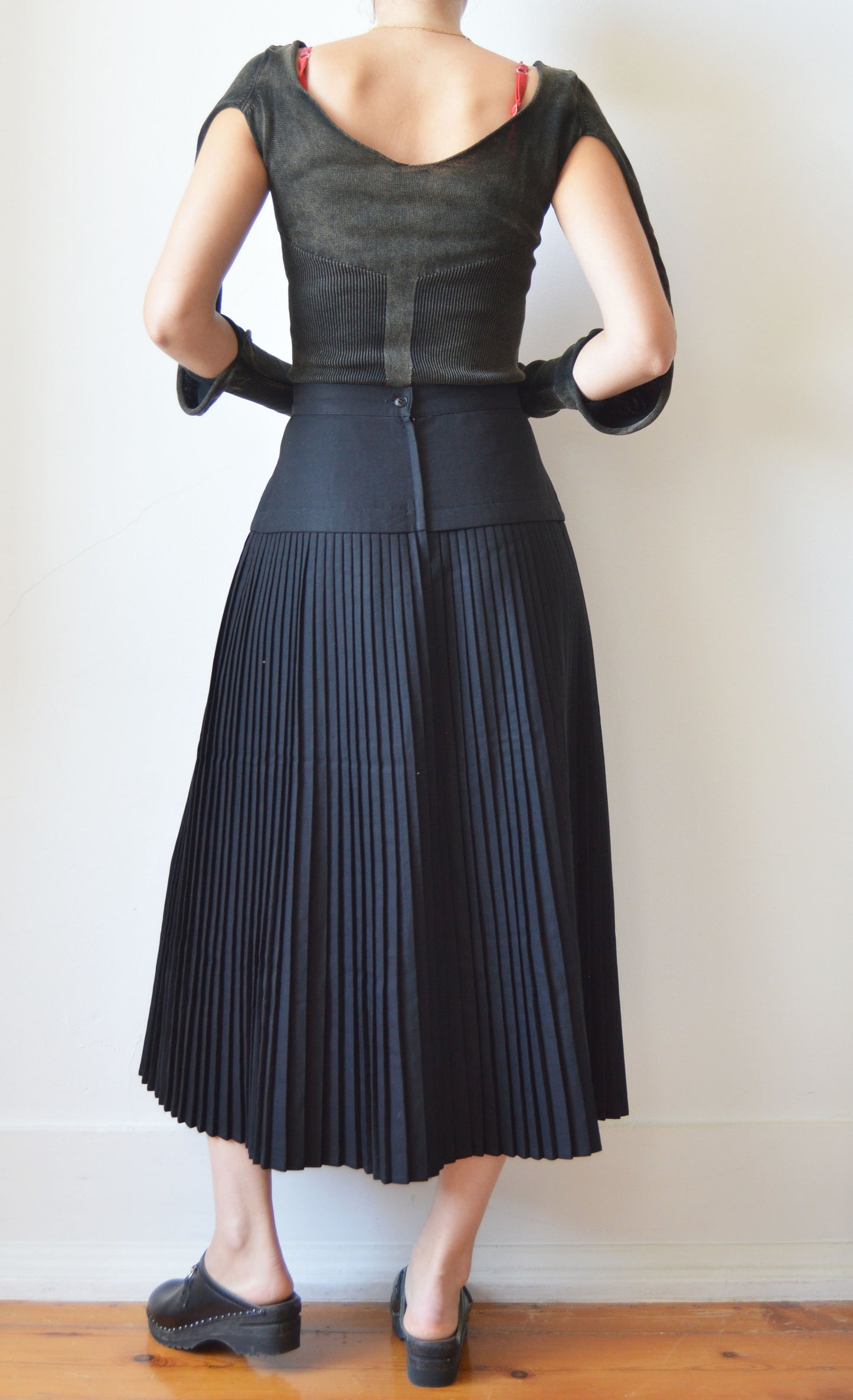 Vintage Kenzo City Black Pleated Skirt