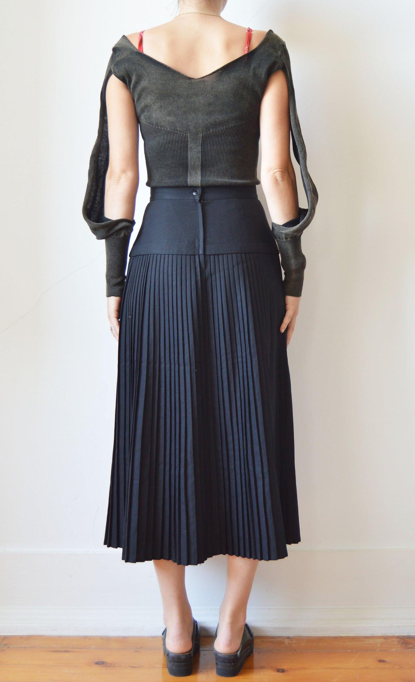 Vintage Kenzo City Black Pleated Skirt