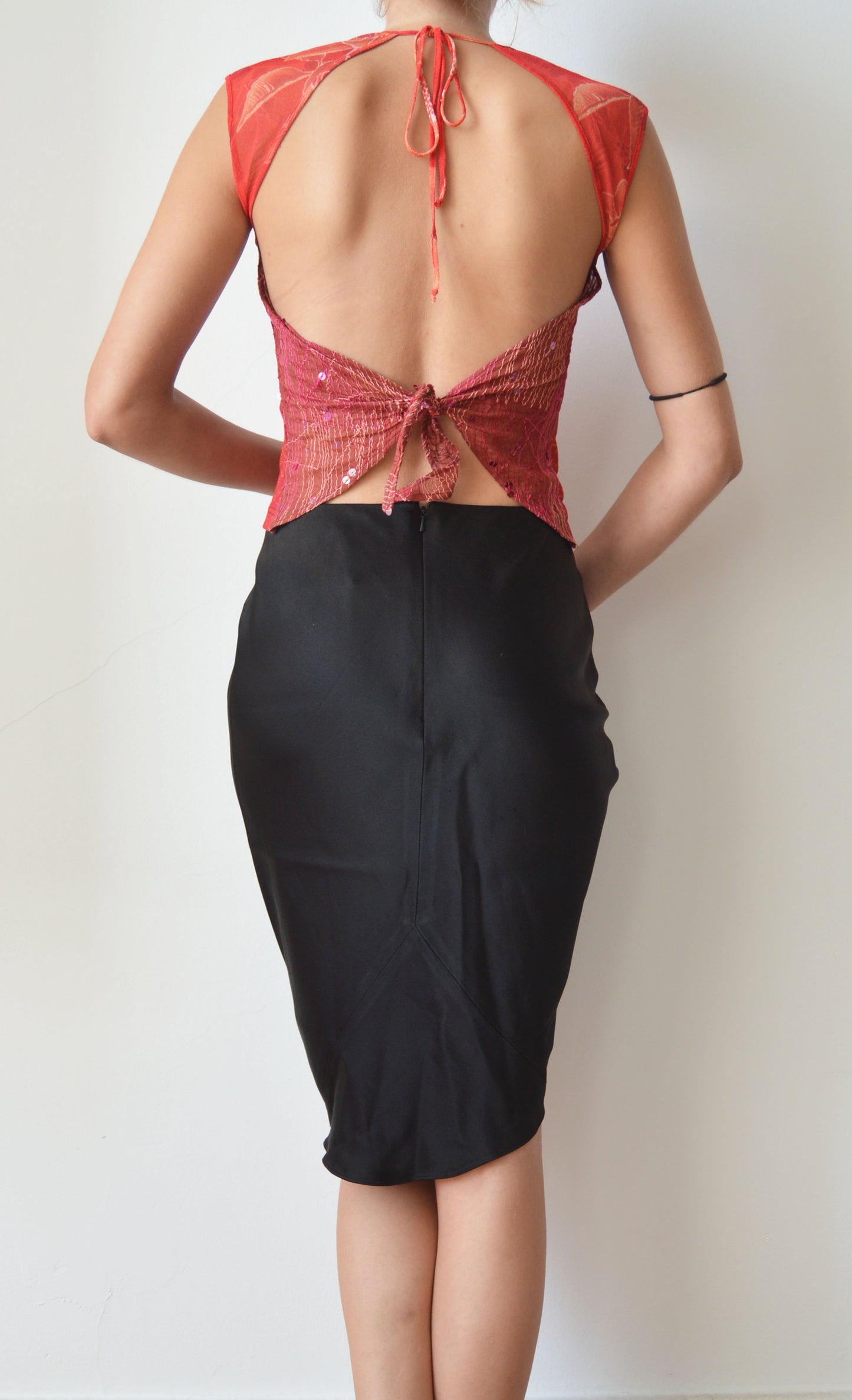 Kenzo Jungle Red Mesh Backless Top