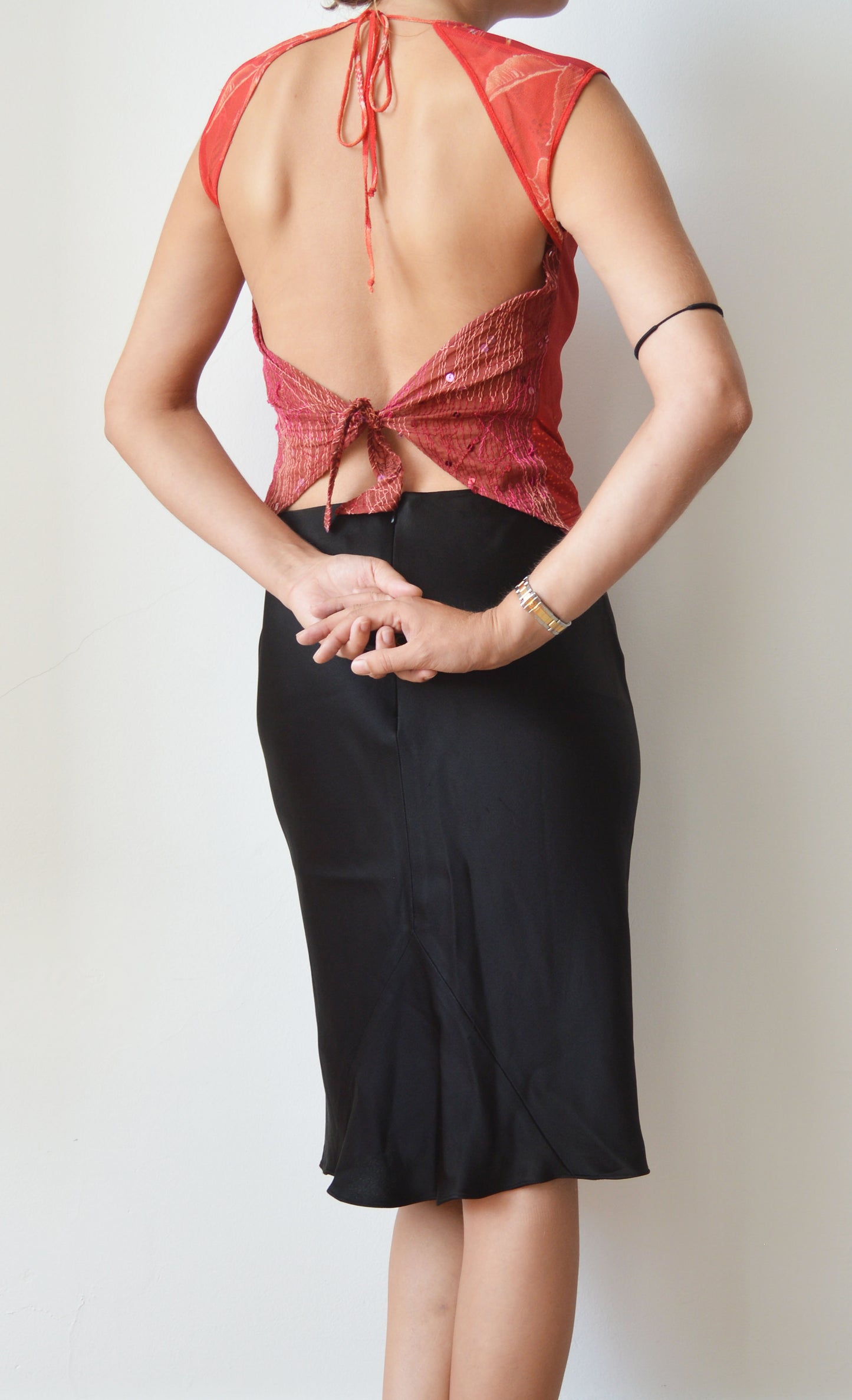 Kenzo Jungle Red Mesh Backless Top