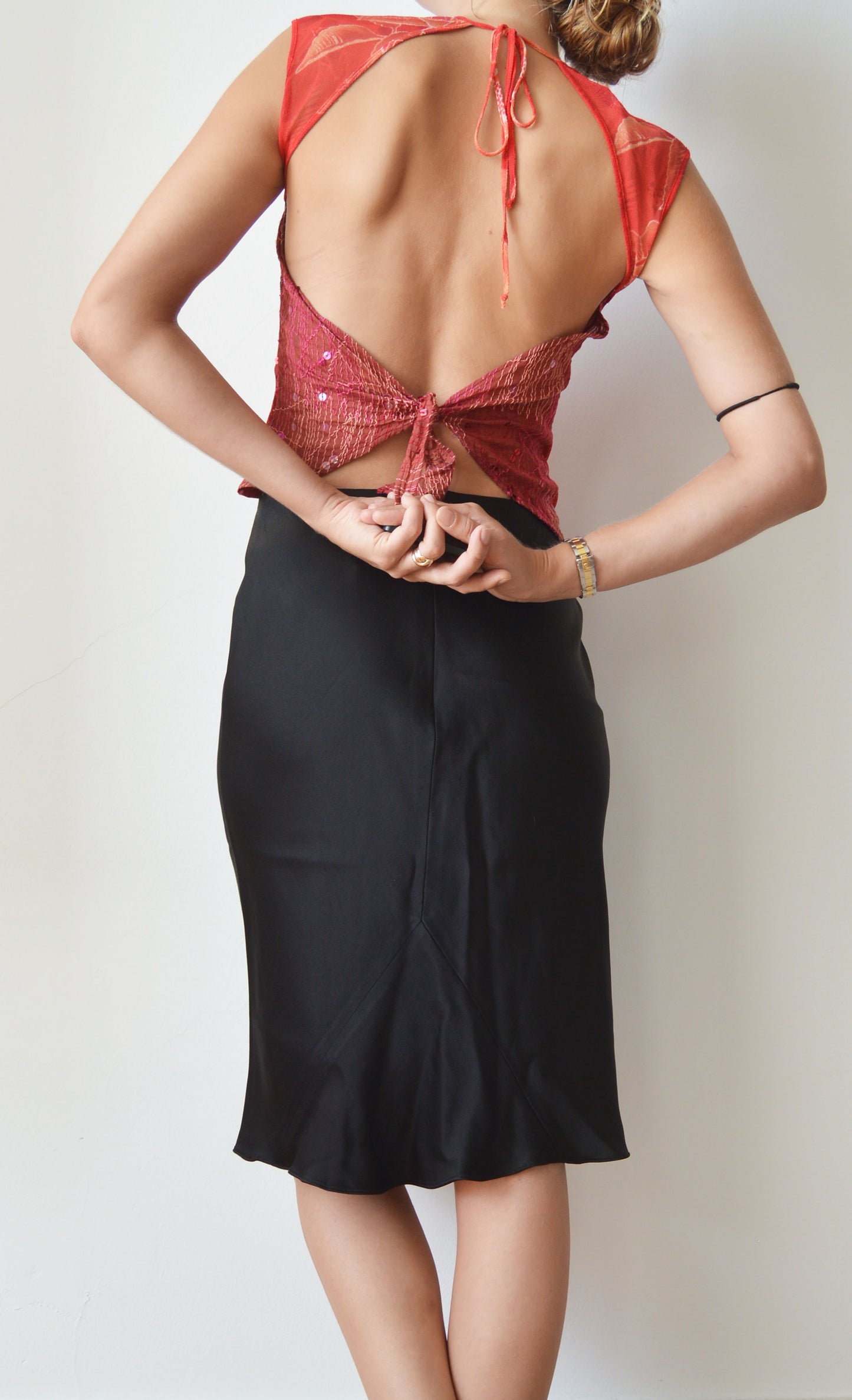 Kenzo Jungle Red Mesh Backless Top