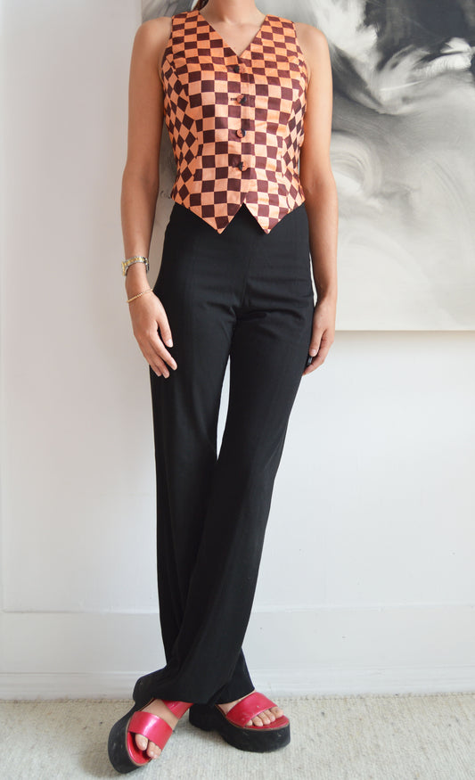 vintage kenzo silk checkered waistcoat