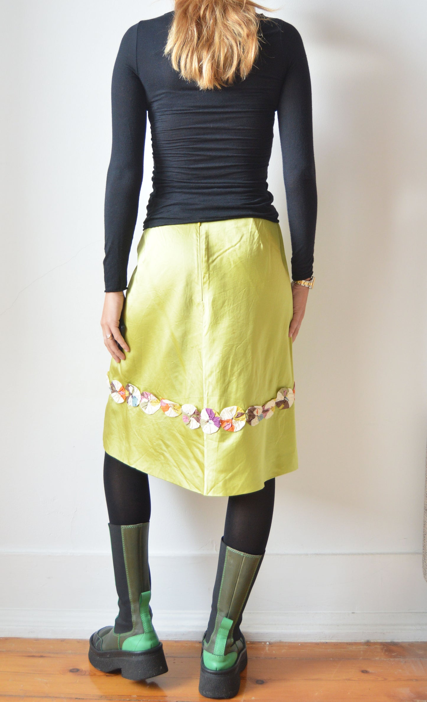 vintage marni green silk skirt