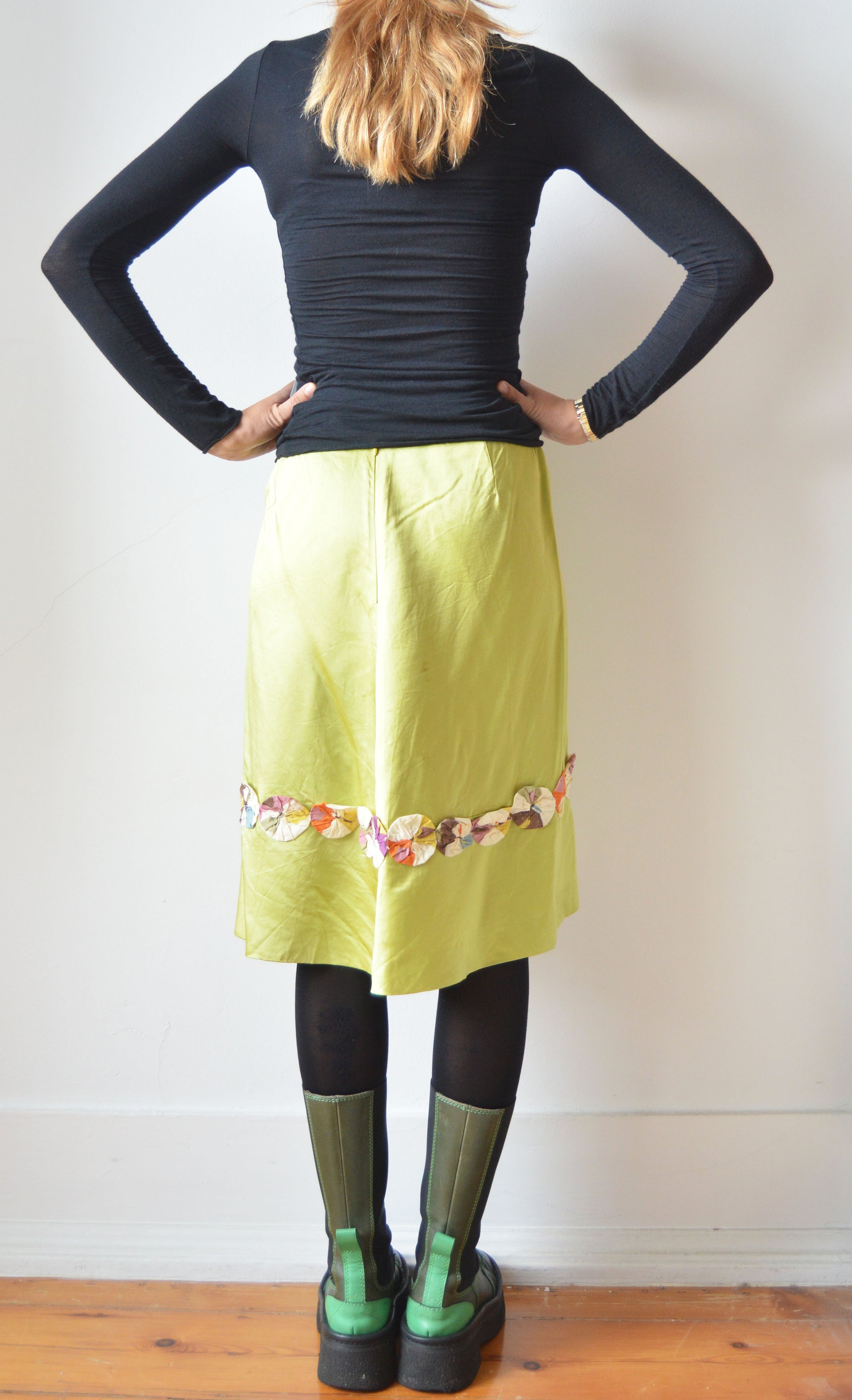 vintage marni green silk skirt