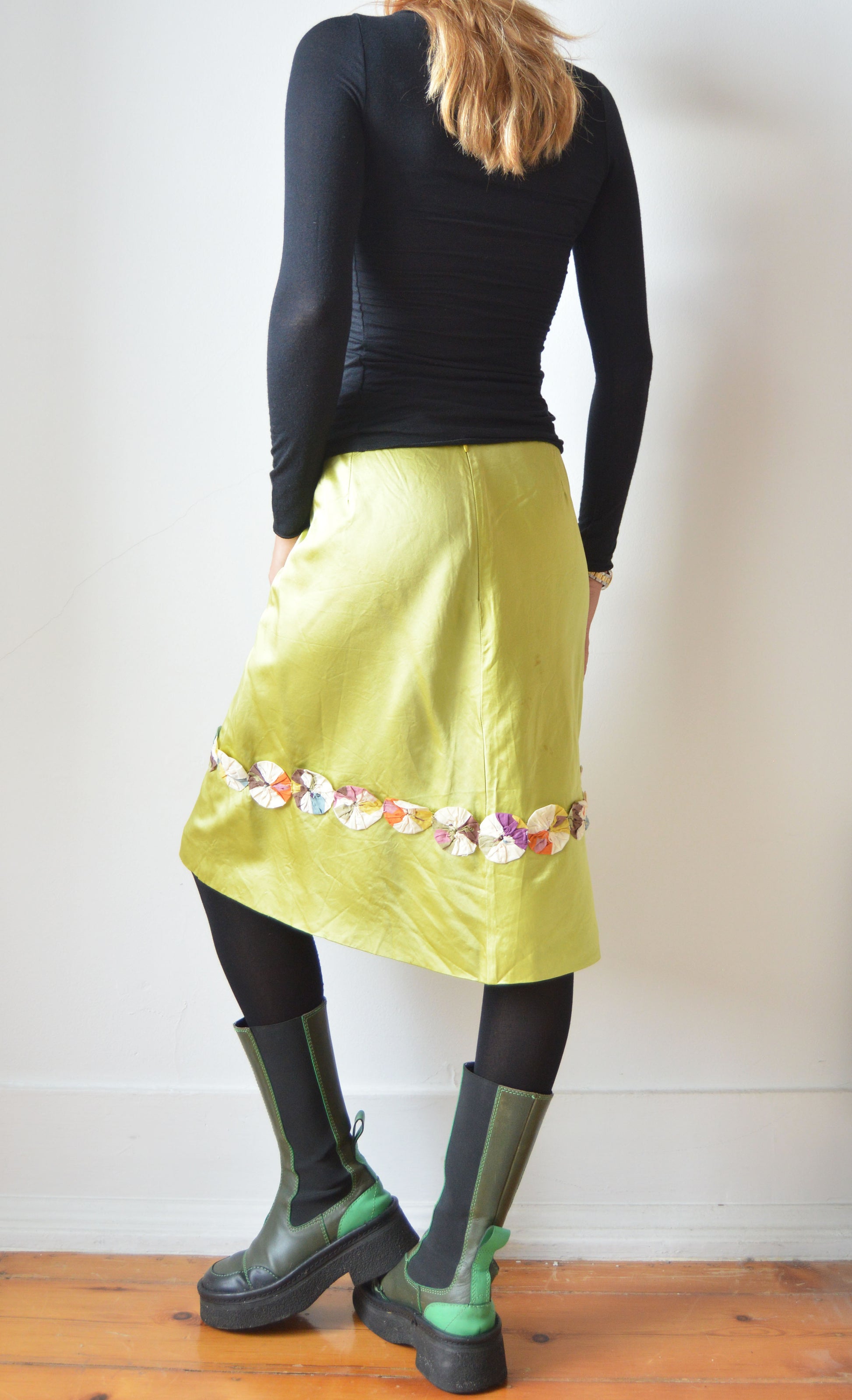 vintage marni green silk skirt