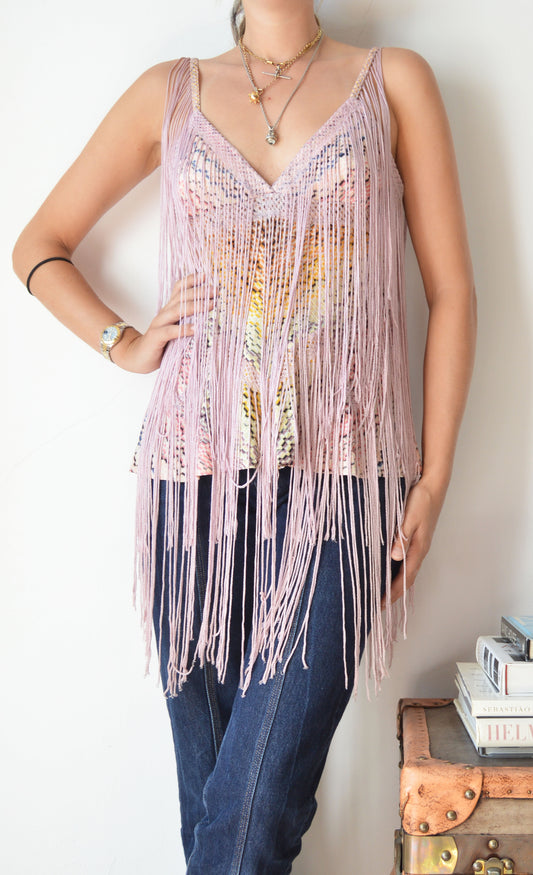 vintage missoni ss 2005 pink fringed top