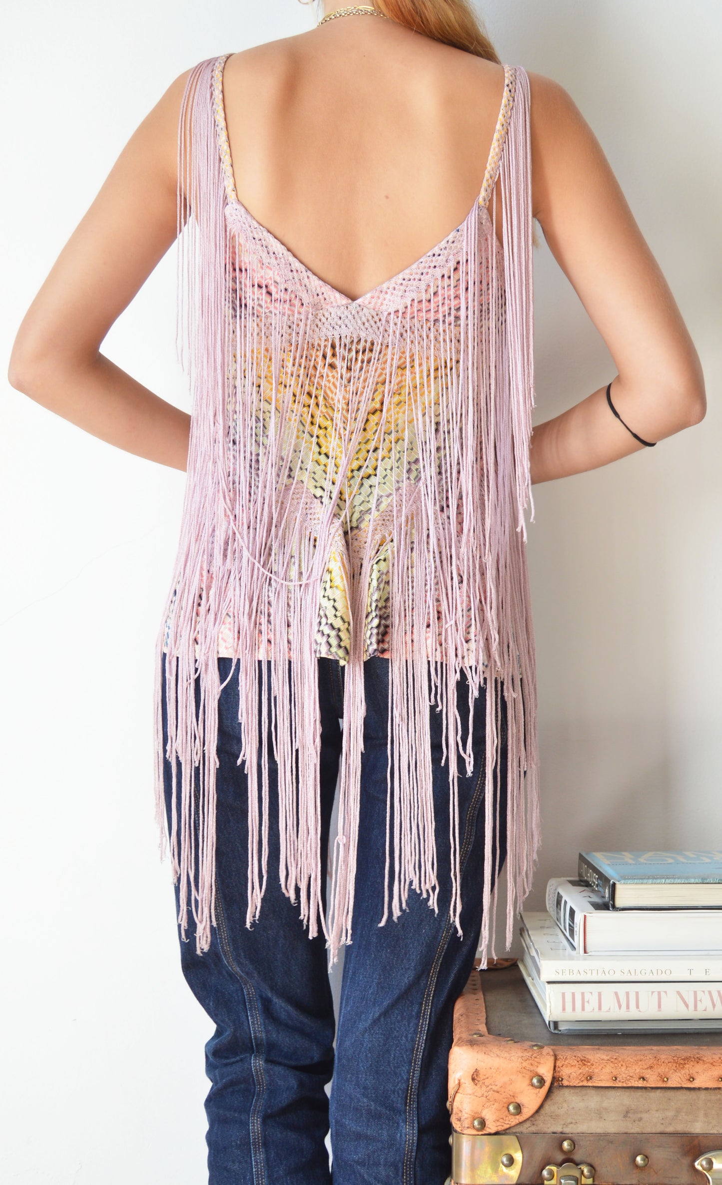 vintage missoni ss 2005 pink fringed top
