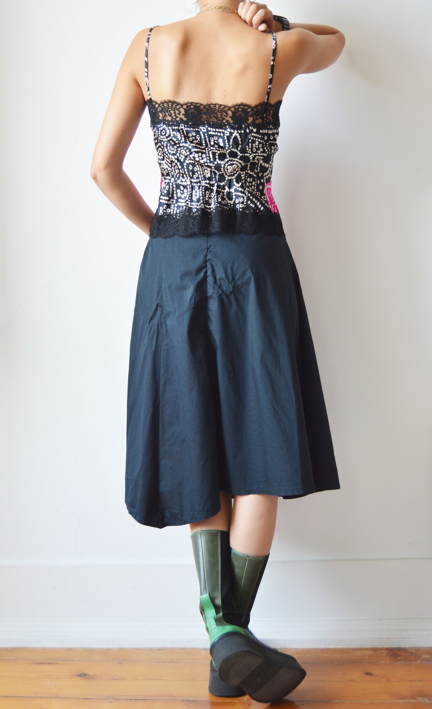 Vintage Miu Miu Black Midi Skirt with Studs