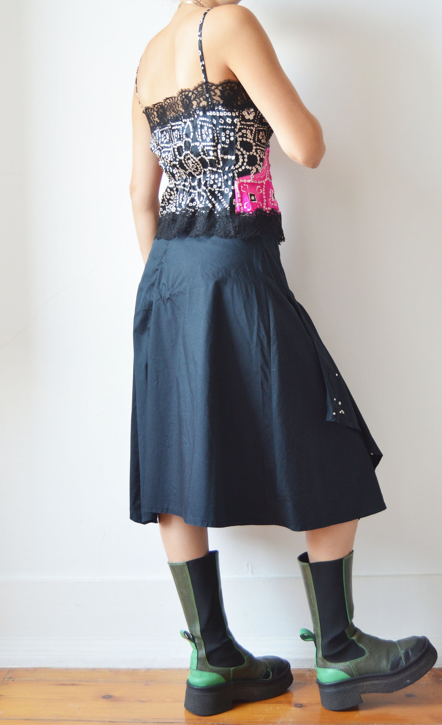 Vintage Miu Miu Black Midi Skirt with Studs