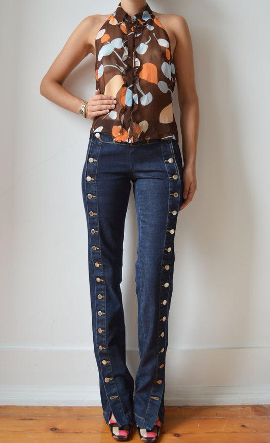 vintage miu miu backless floral blouse