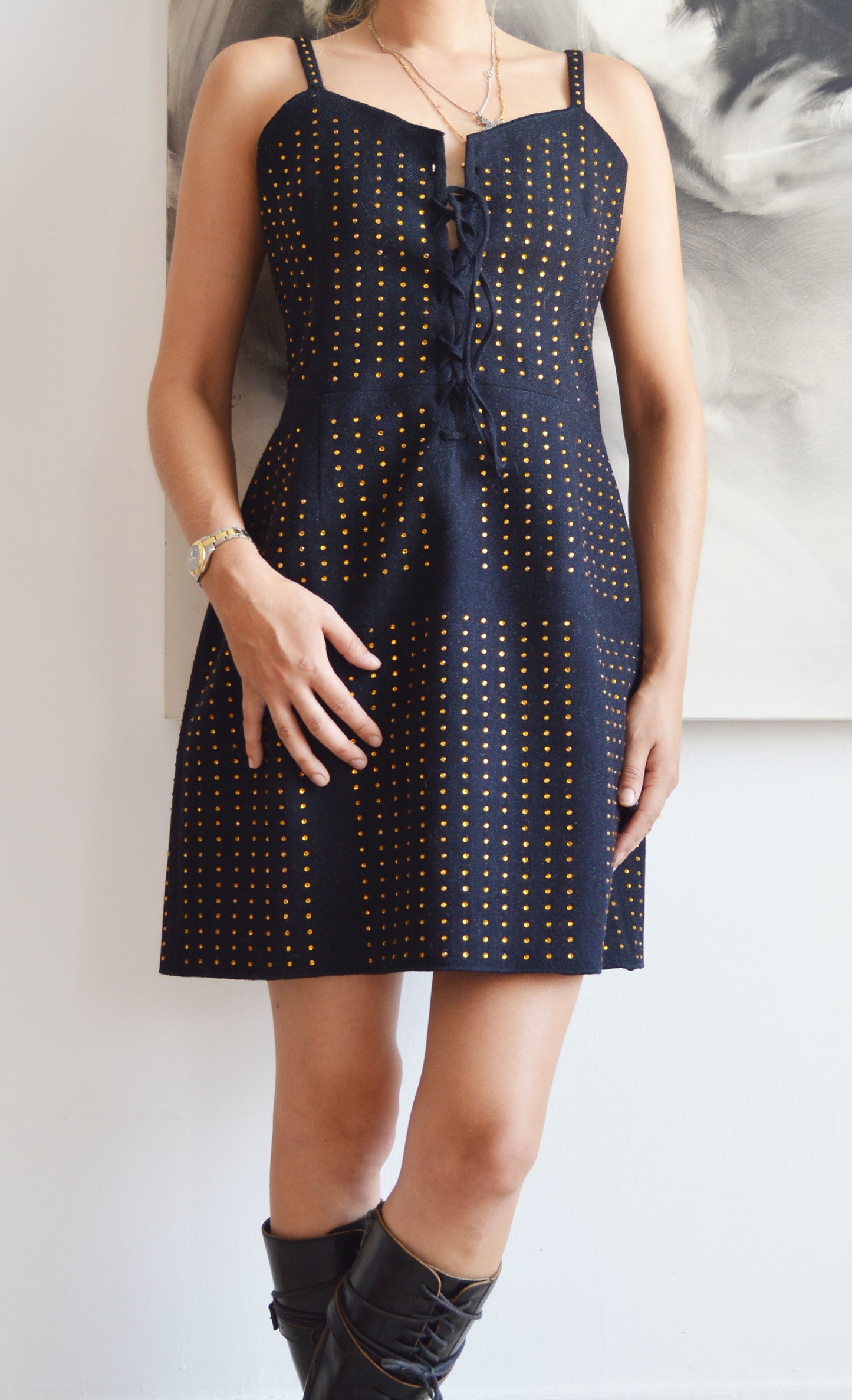 Vintage Miu Miu S/S 1998 Rhinestone Studded Dress