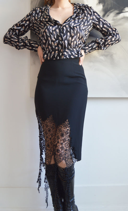 vintage miu miu fw 2000 tulip print silk blouse