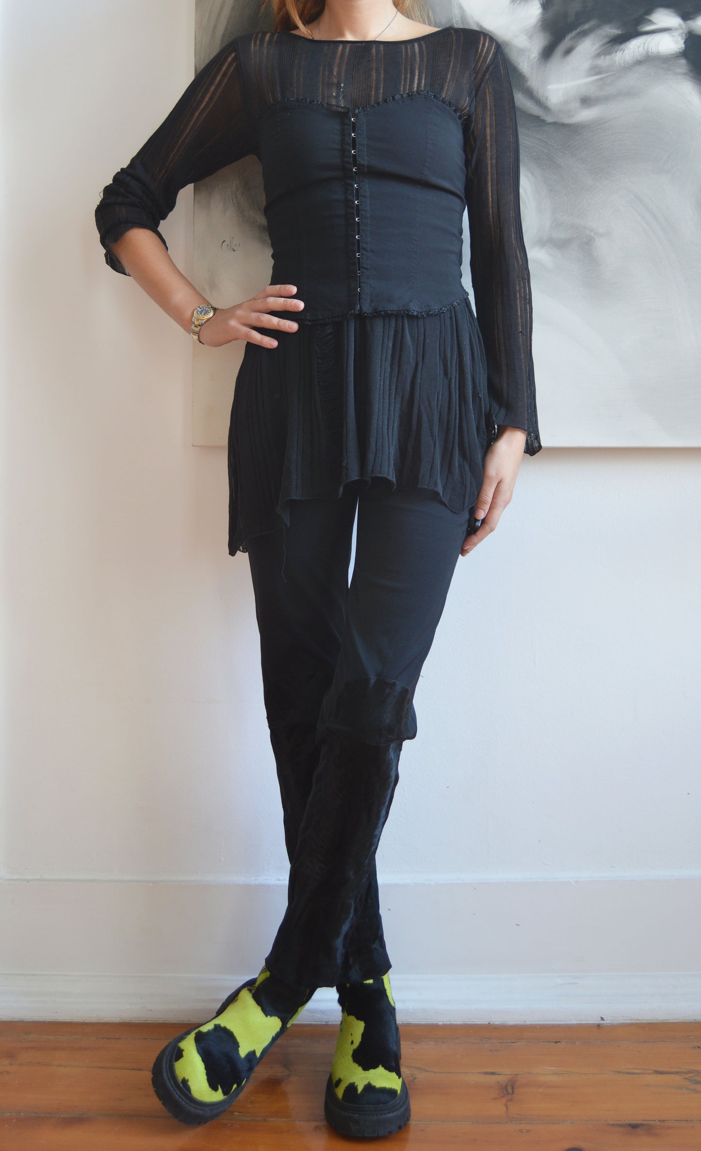 Vintage Prada Black Trousers with Panels