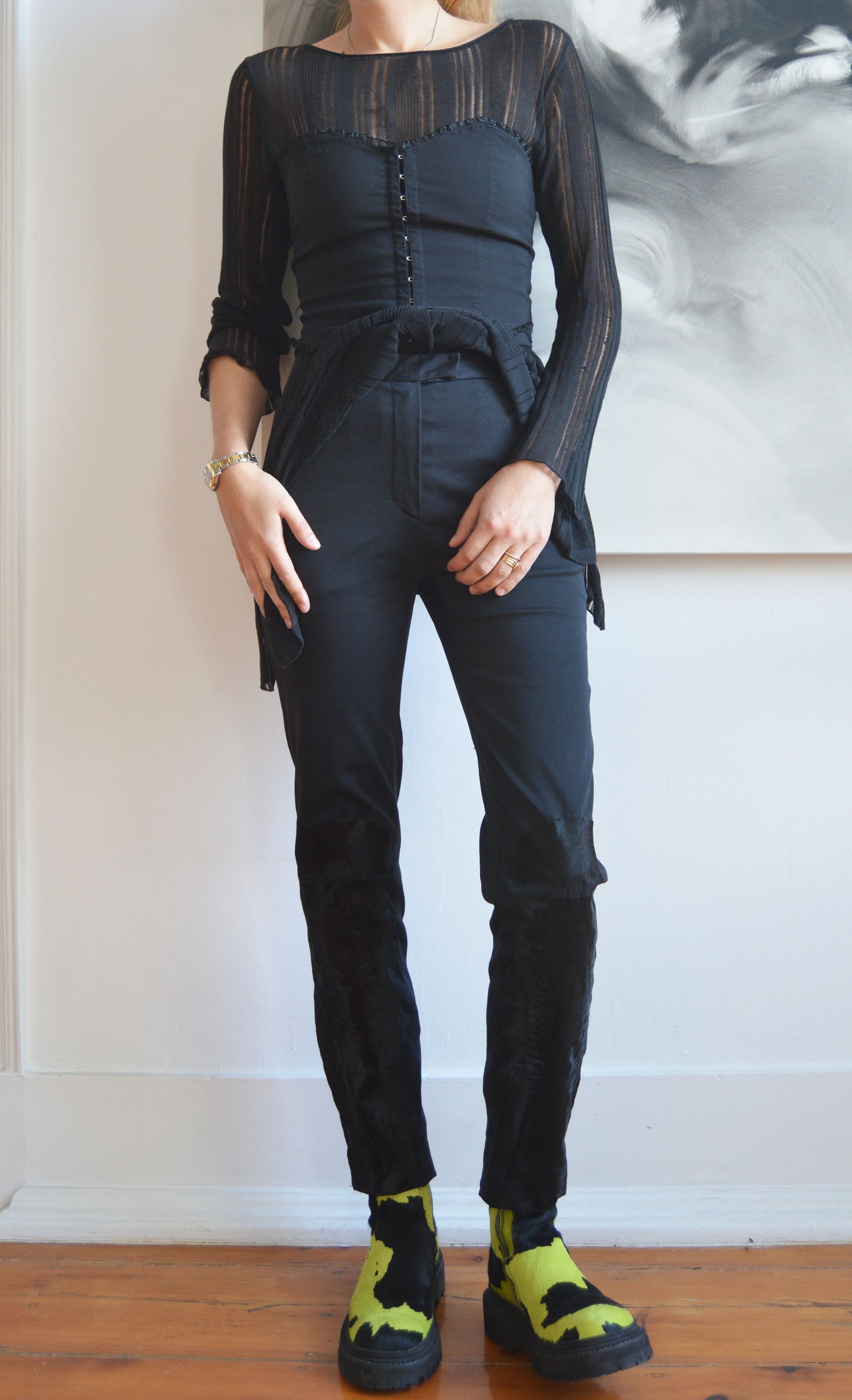 Vintage Prada Black Trousers with Panels