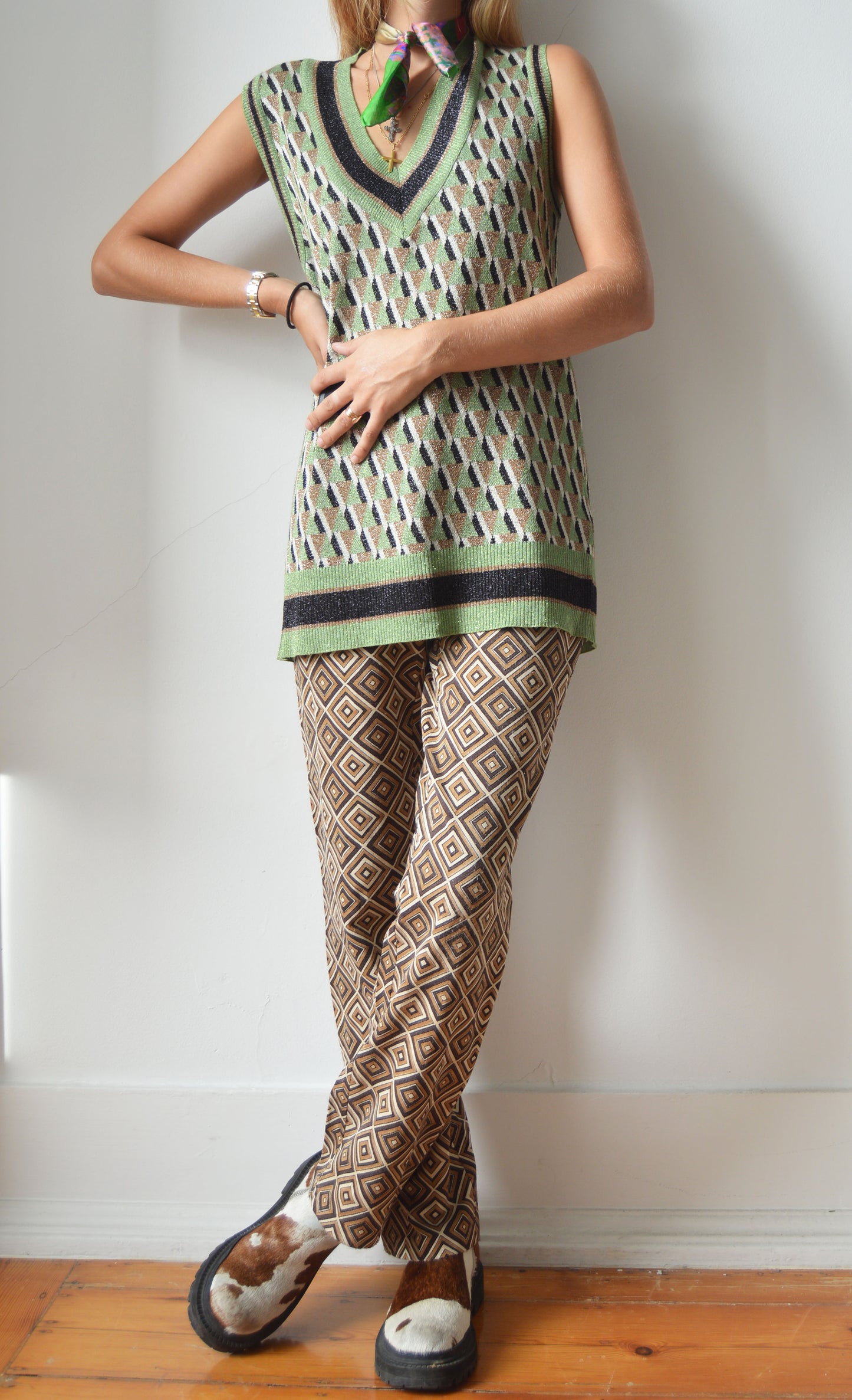 Vintage Prada F/W 1996 Brown Diamond Pattern Trousers