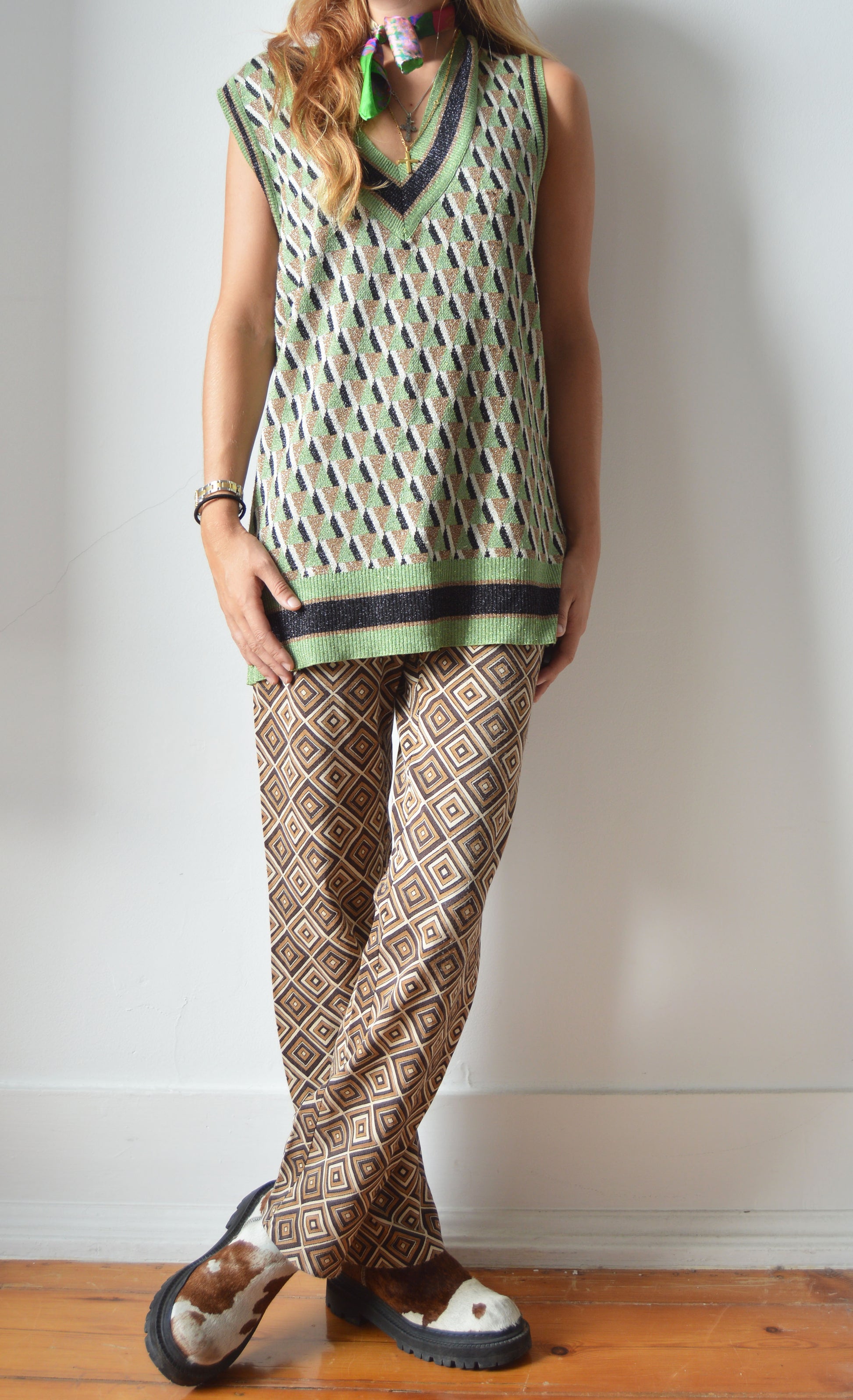 Vintage Prada F/W 1996 Brown Diamond Pattern Trousers