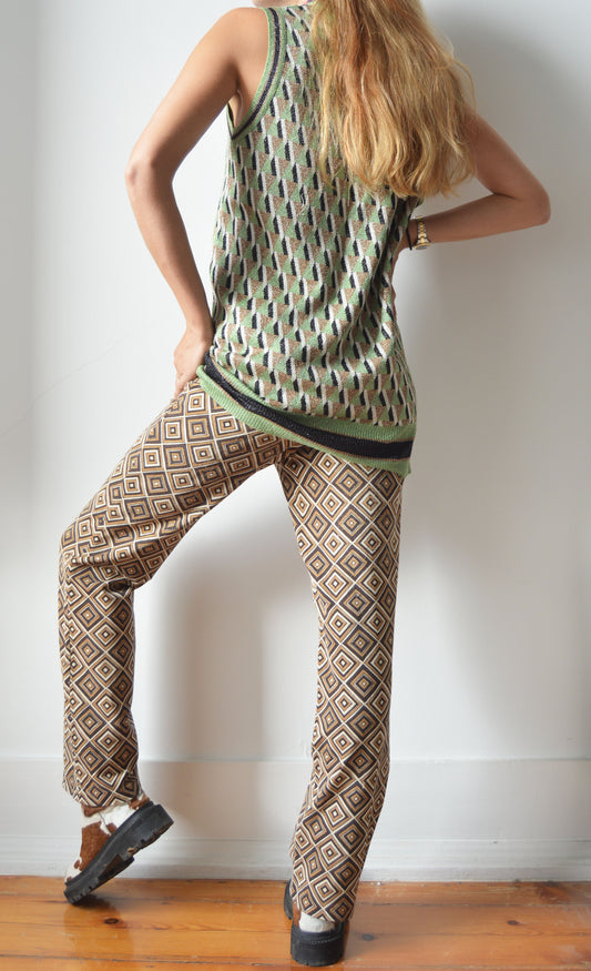 Vintage Prada F/W 1996 Brown Diamond Pattern Trousers
