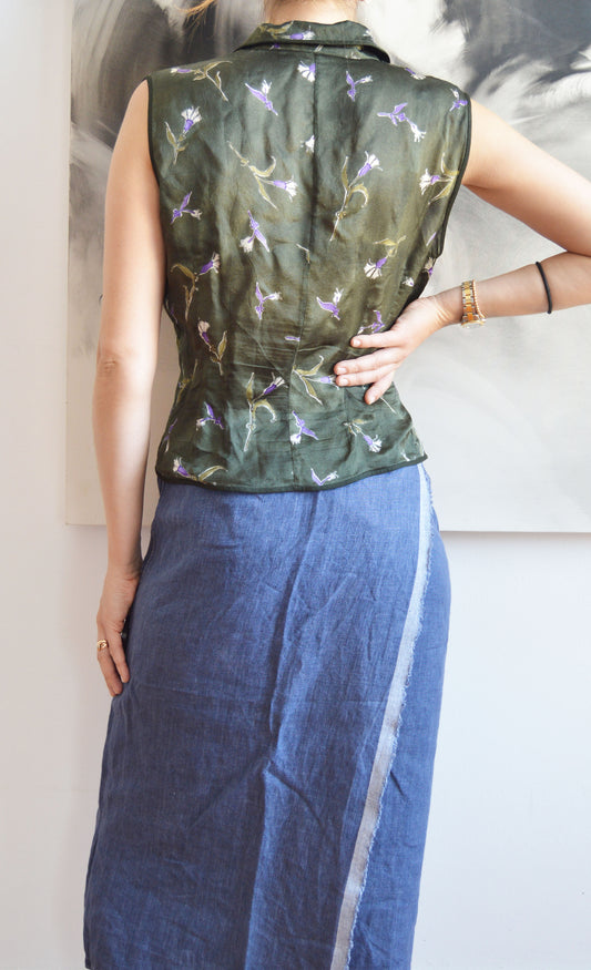 vintage prada fw 1997 silk floral blouse