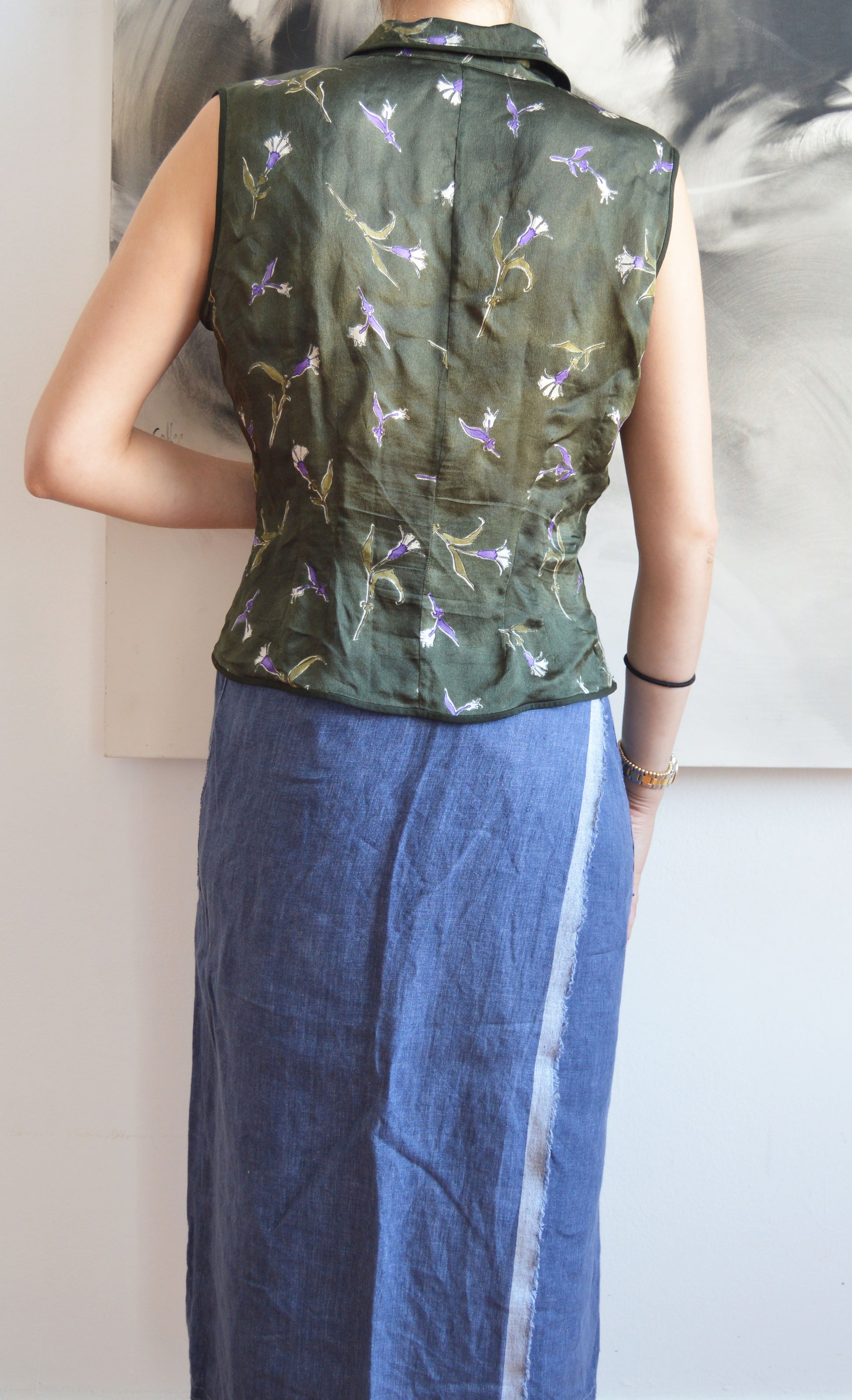 vintage prada fw 1997 silk floral blouse