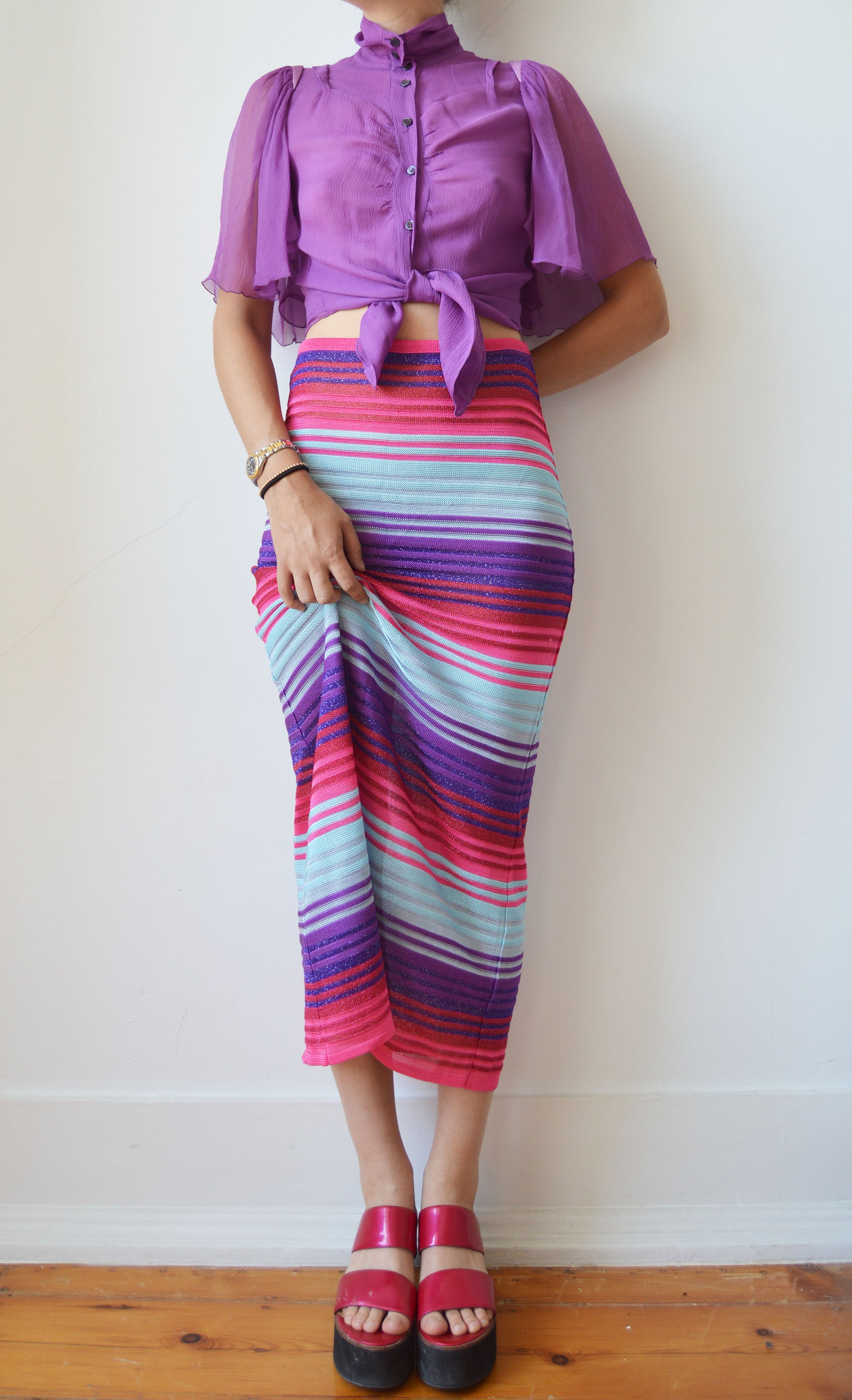 vintage prada purple silk blouse