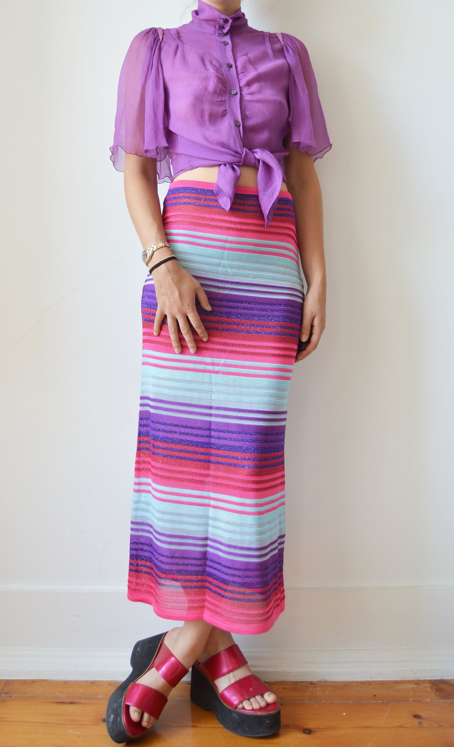 vintage prada purple silk blouse