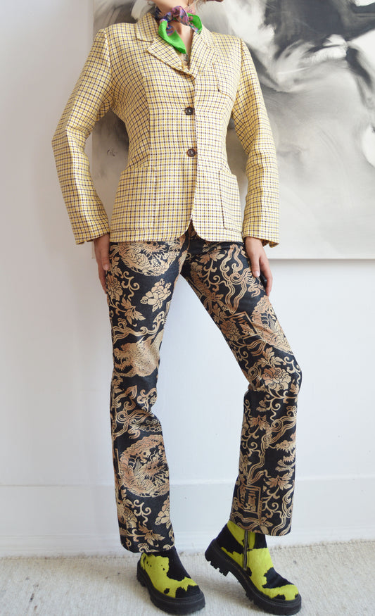 Vintage Prada S/S 1992 Yellow Checked Blazer