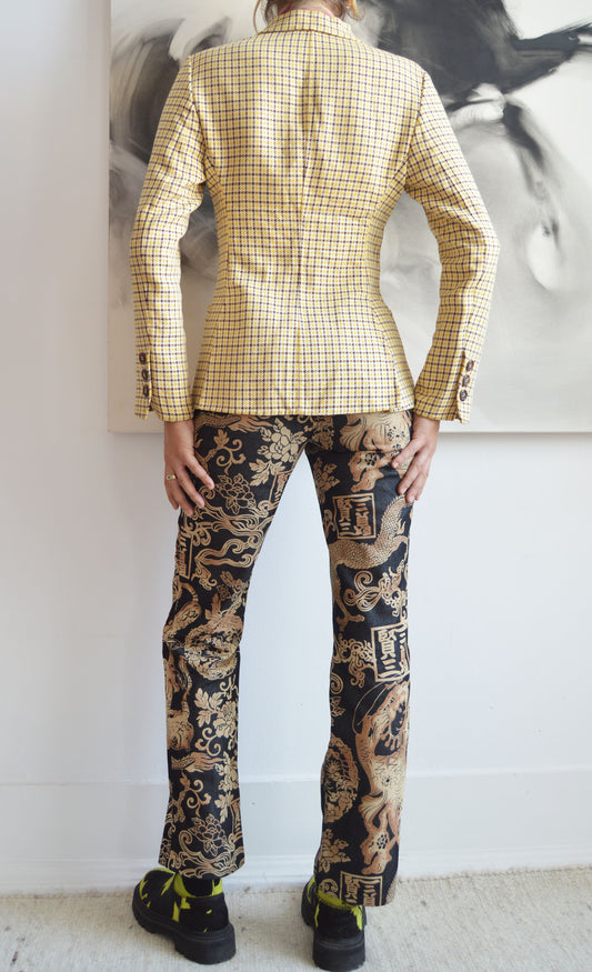 Vintage Prada S/S 1992 Yellow Checked Blazer