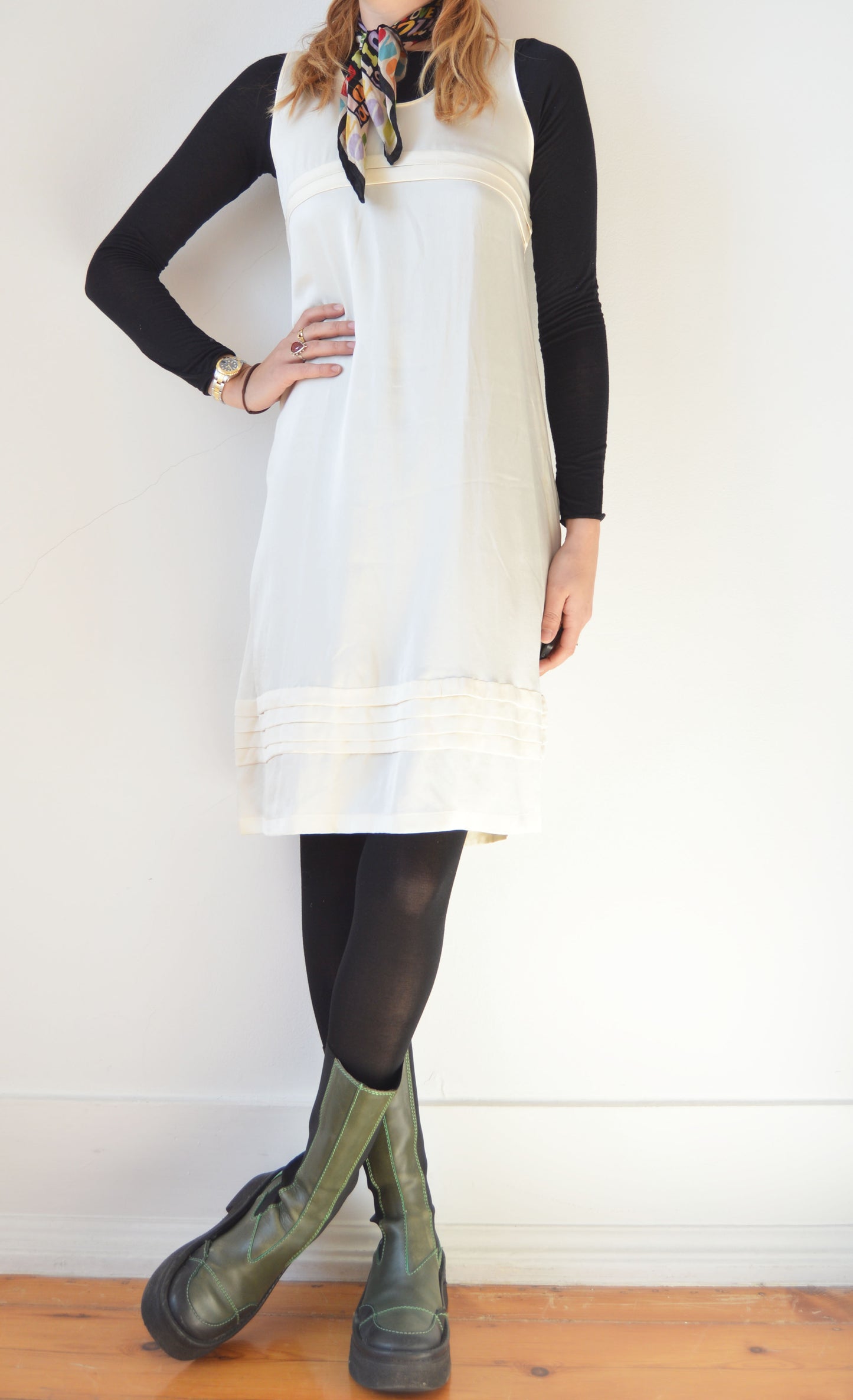 Vintage Prada 1994 White Silk Dress