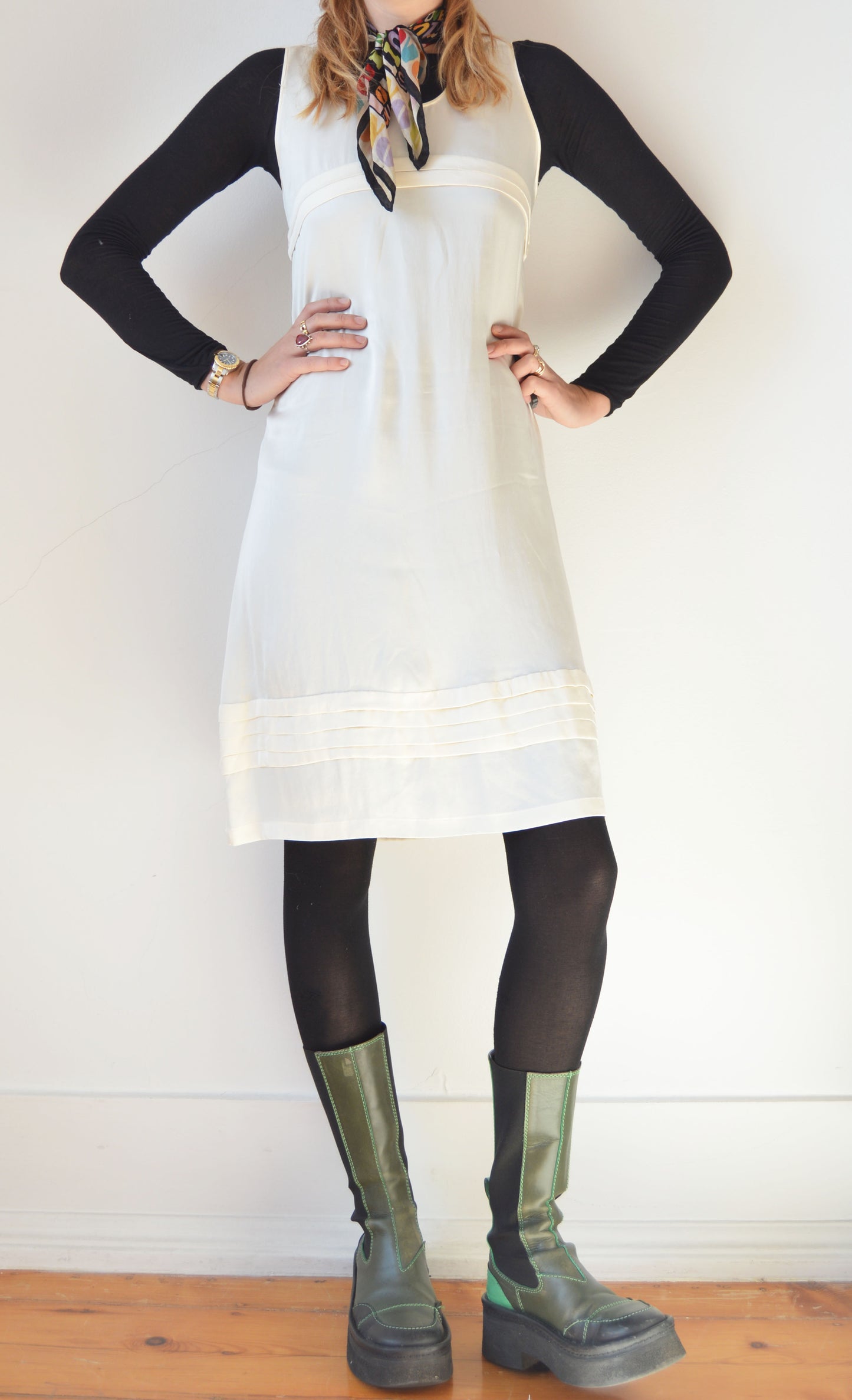 Vintage Prada 1994 White Silk Dress