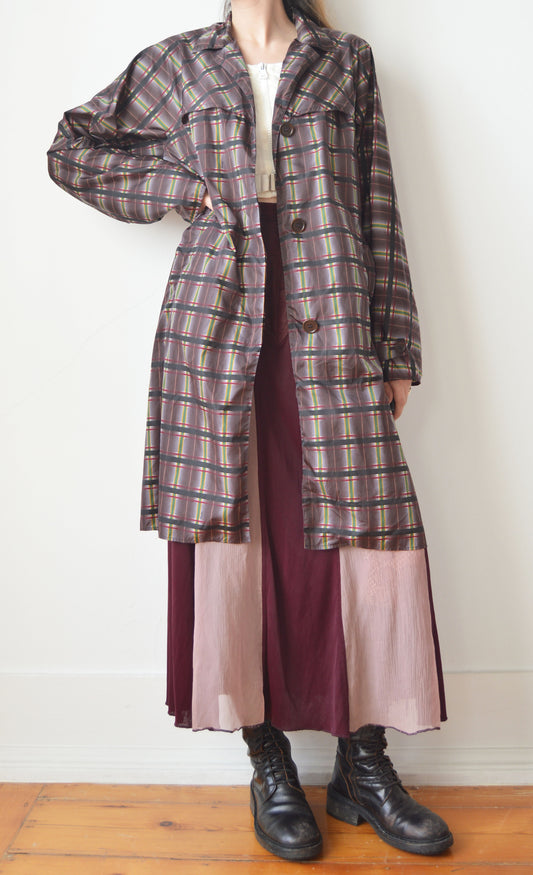 Vintage Prada S/S 2004 Purple Plaid Trench Coat
