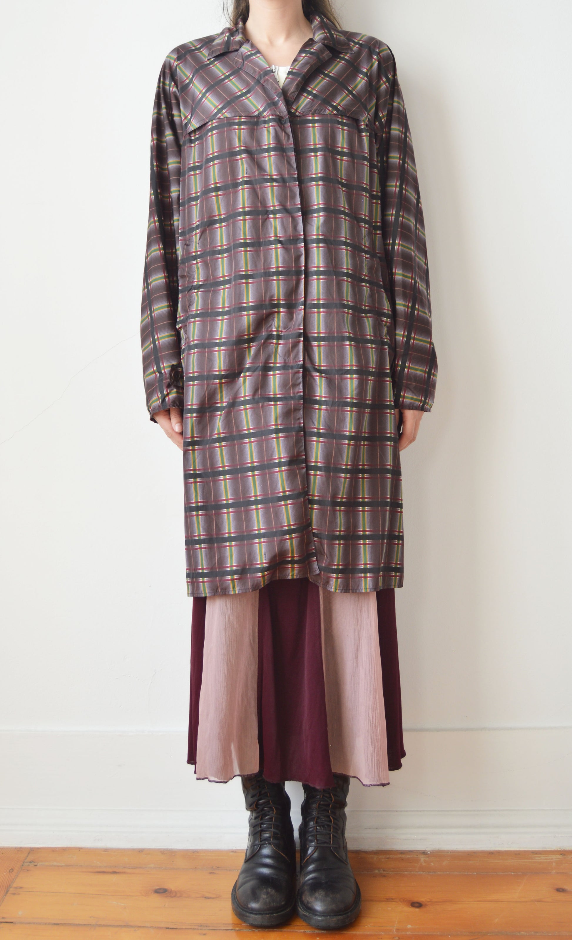 Vintage Prada S/S 2004 Purple Plaid Trench Coat