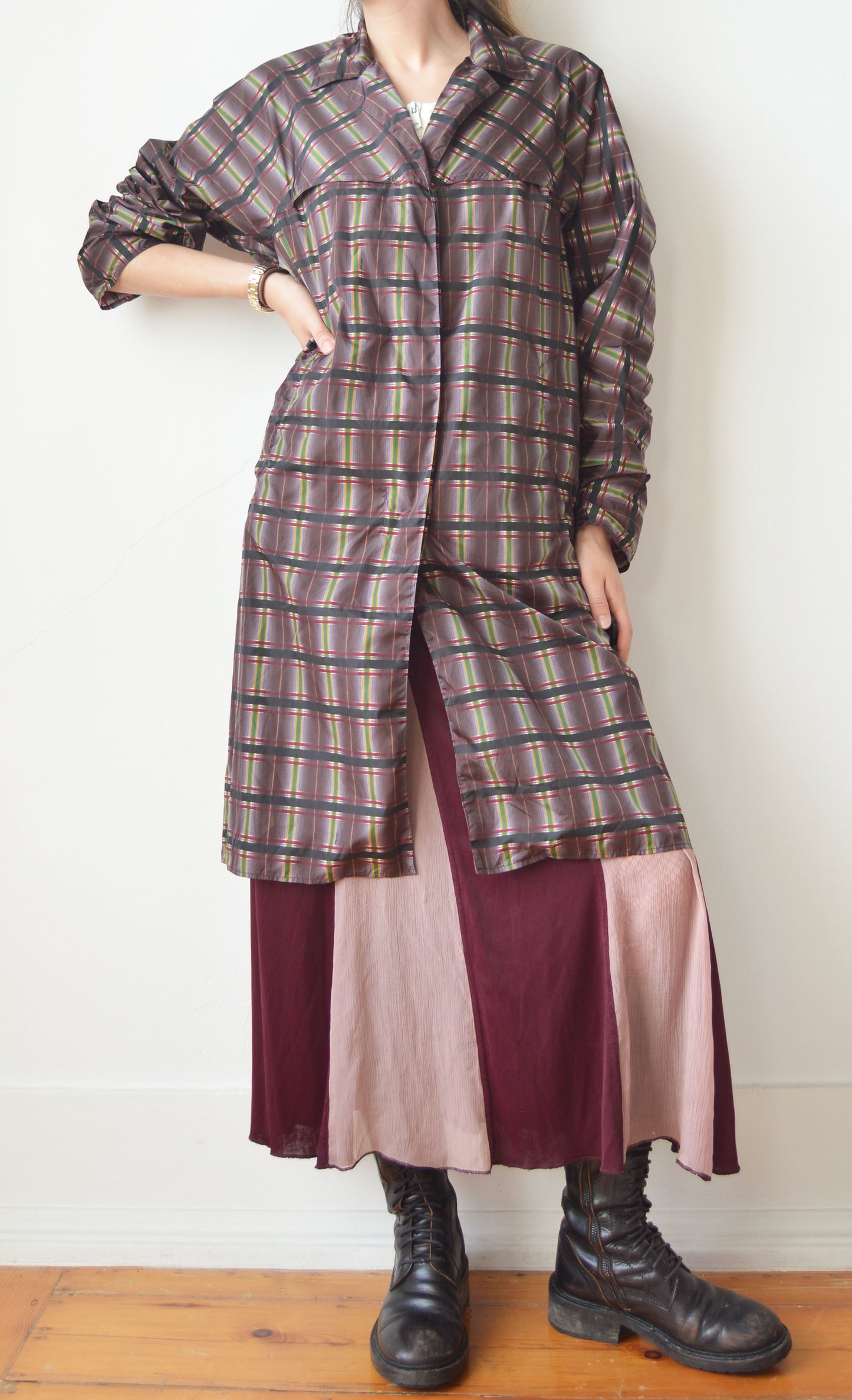 Vintage Prada S/S 2004 Purple Plaid Trench Coat