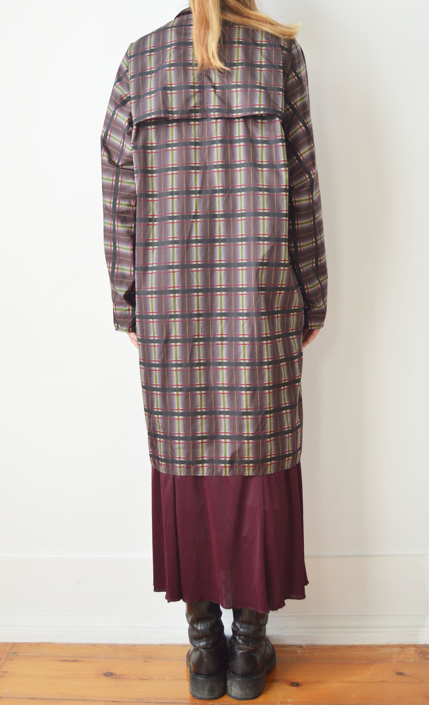 Vintage Prada S/S 2004 Purple Plaid Trench Coat