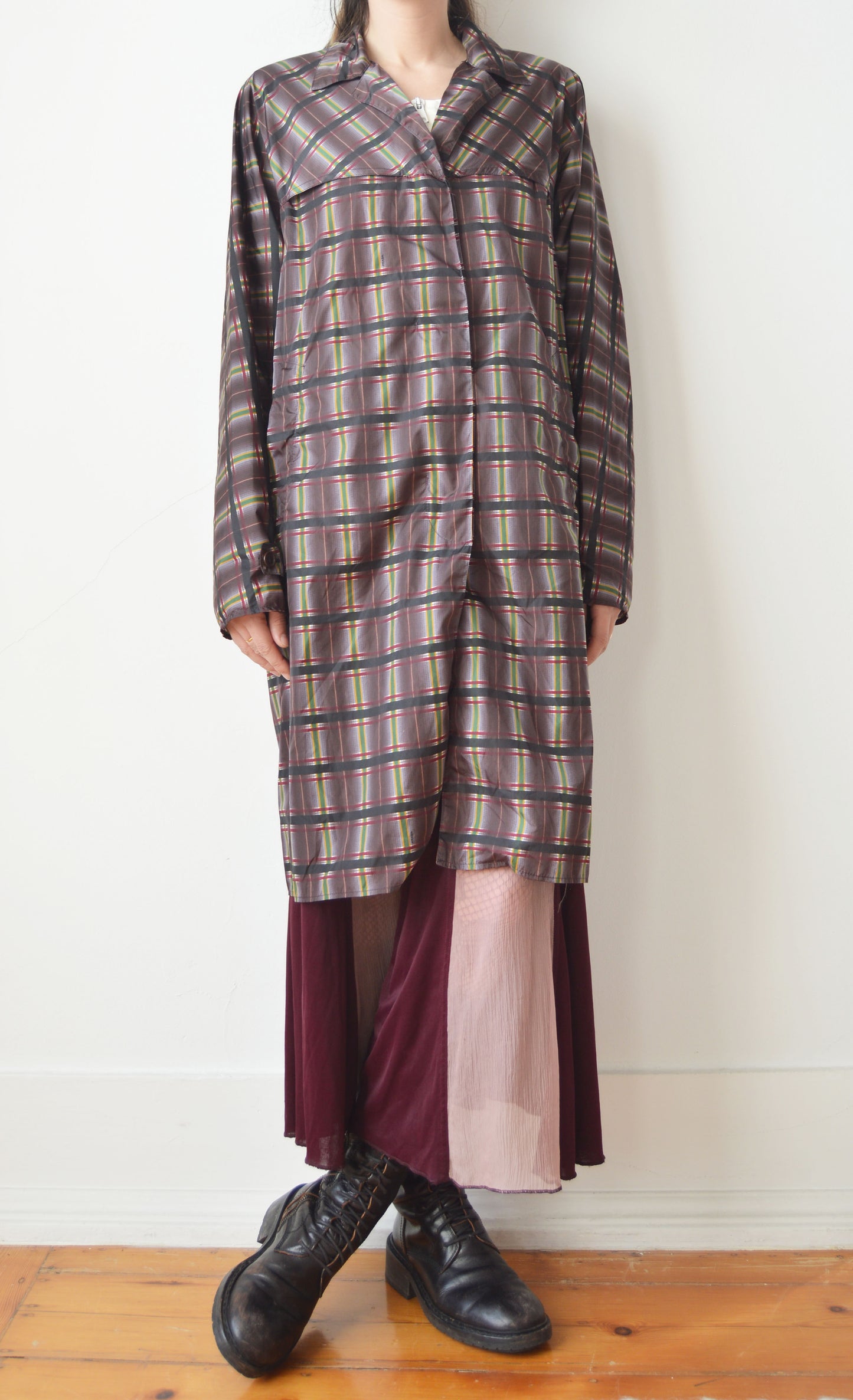 Vintage Prada S/S 2004 Purple Plaid Trench Coat