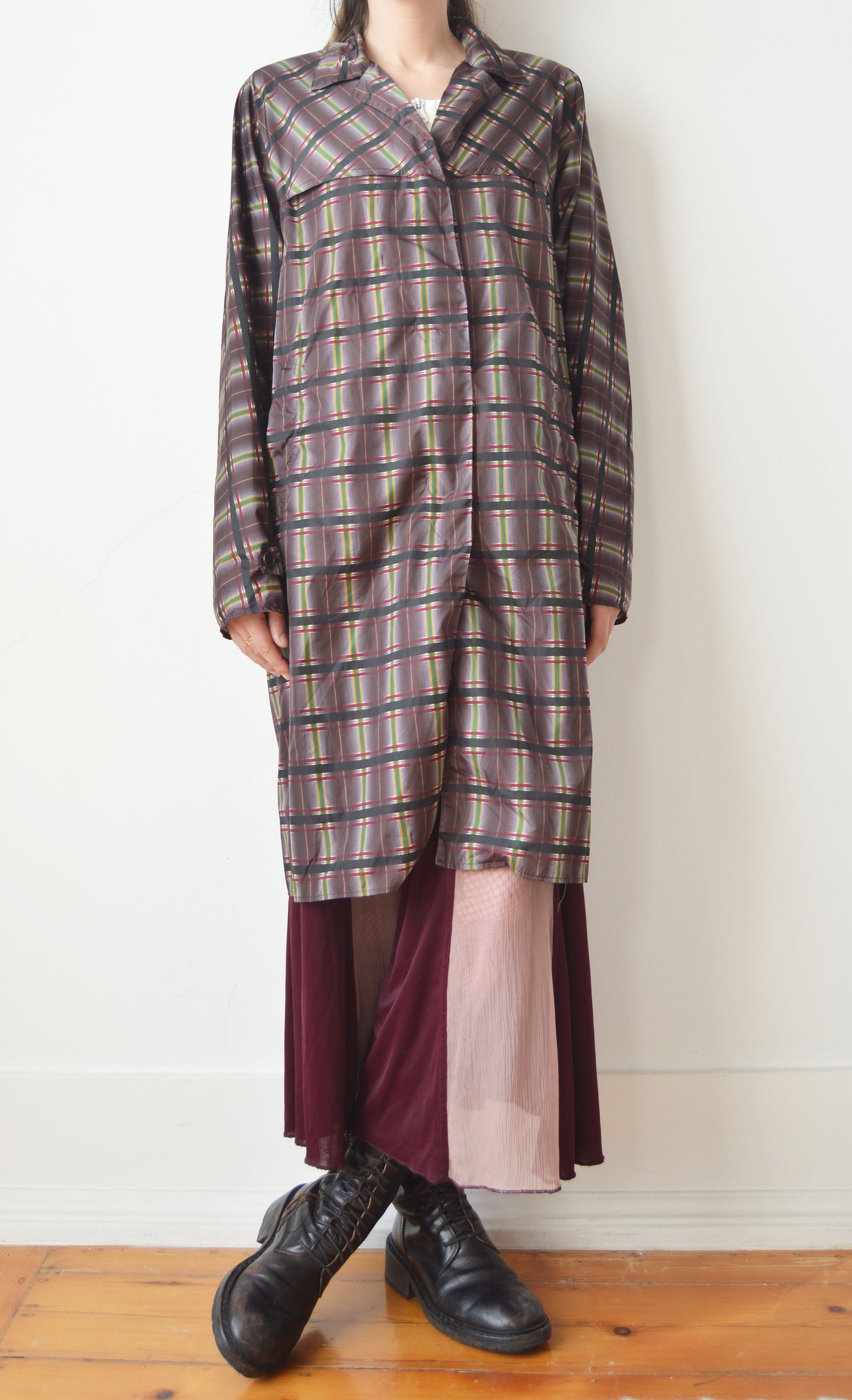 Vintage Prada S/S 2004 Purple Plaid Trench Coat