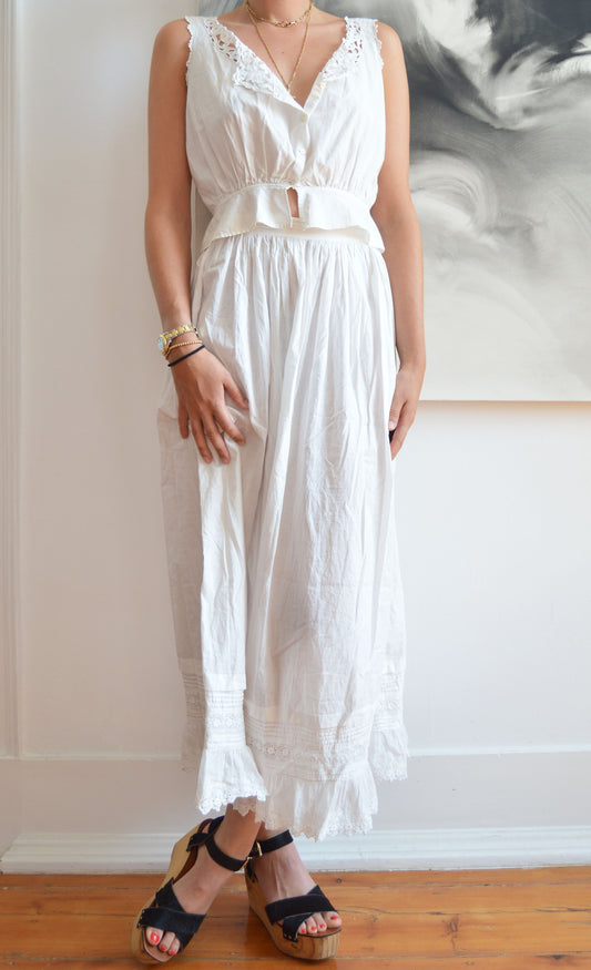 vintage white lace cotton blouse