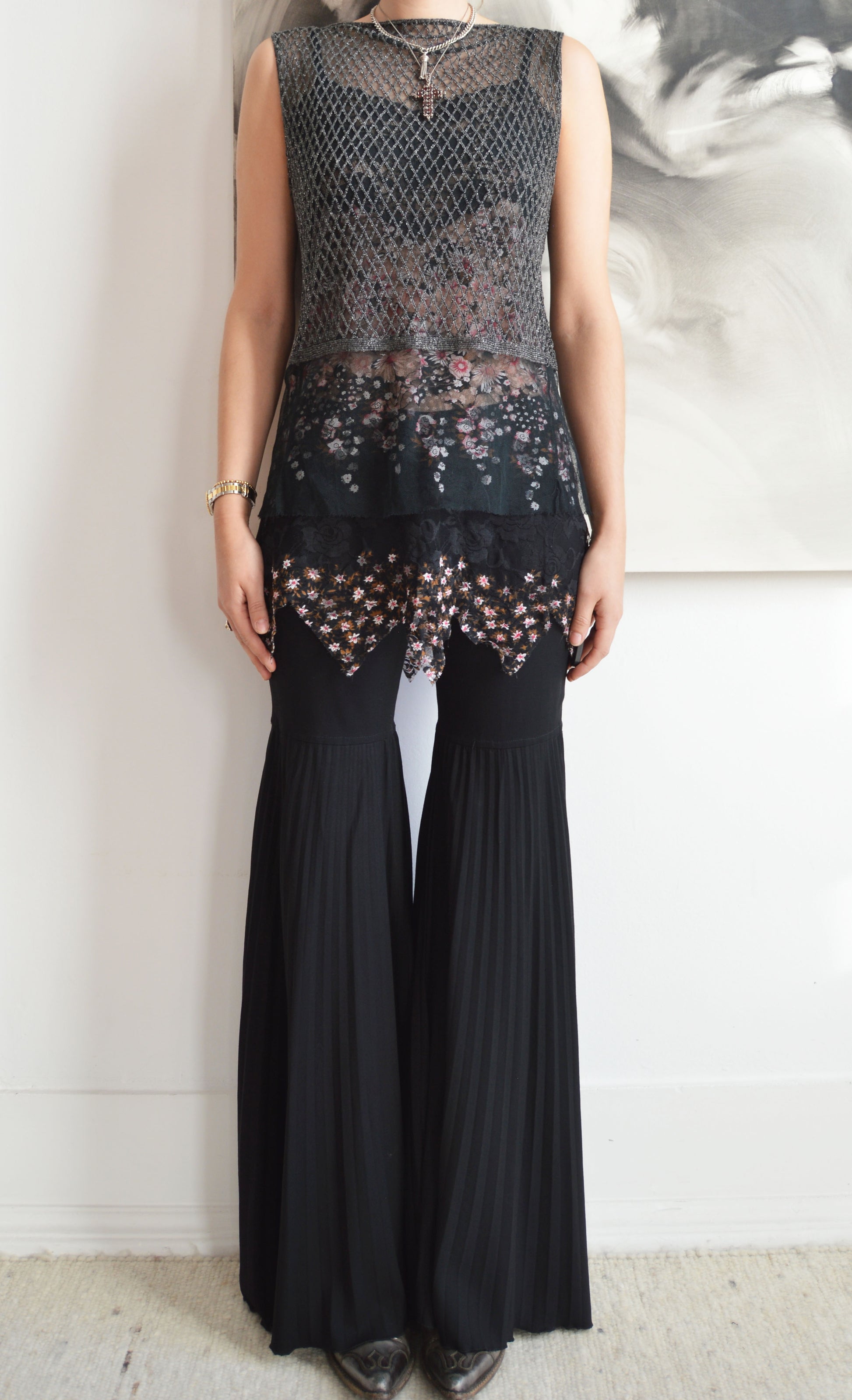 Vintage Alberta Ferretti Beaded and Mesh Top