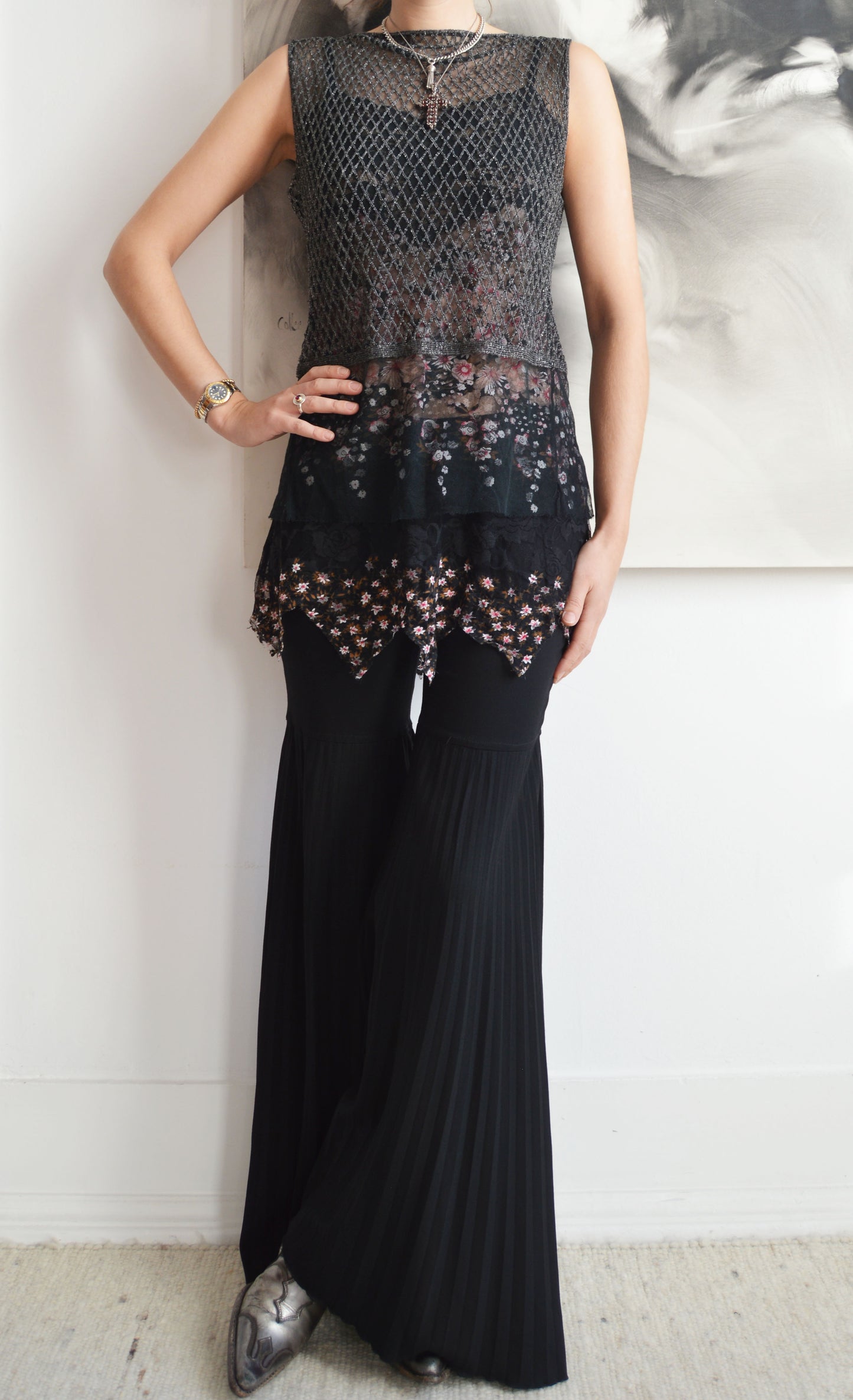 Vintage Alberta Ferretti Beaded and Mesh Top