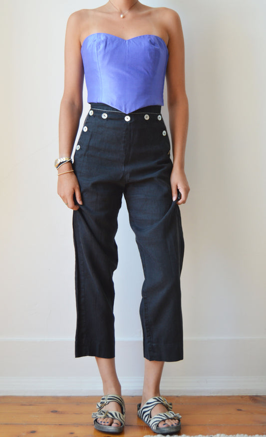 vintage alberta ferretti blue silk corset