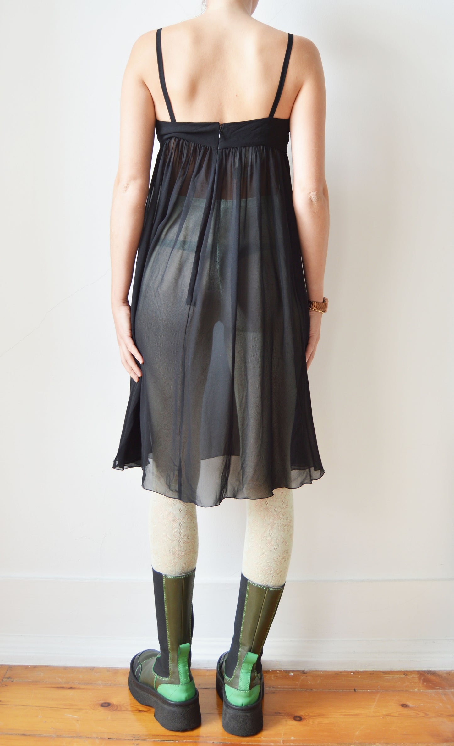 vintage chloe black silk sheer dress