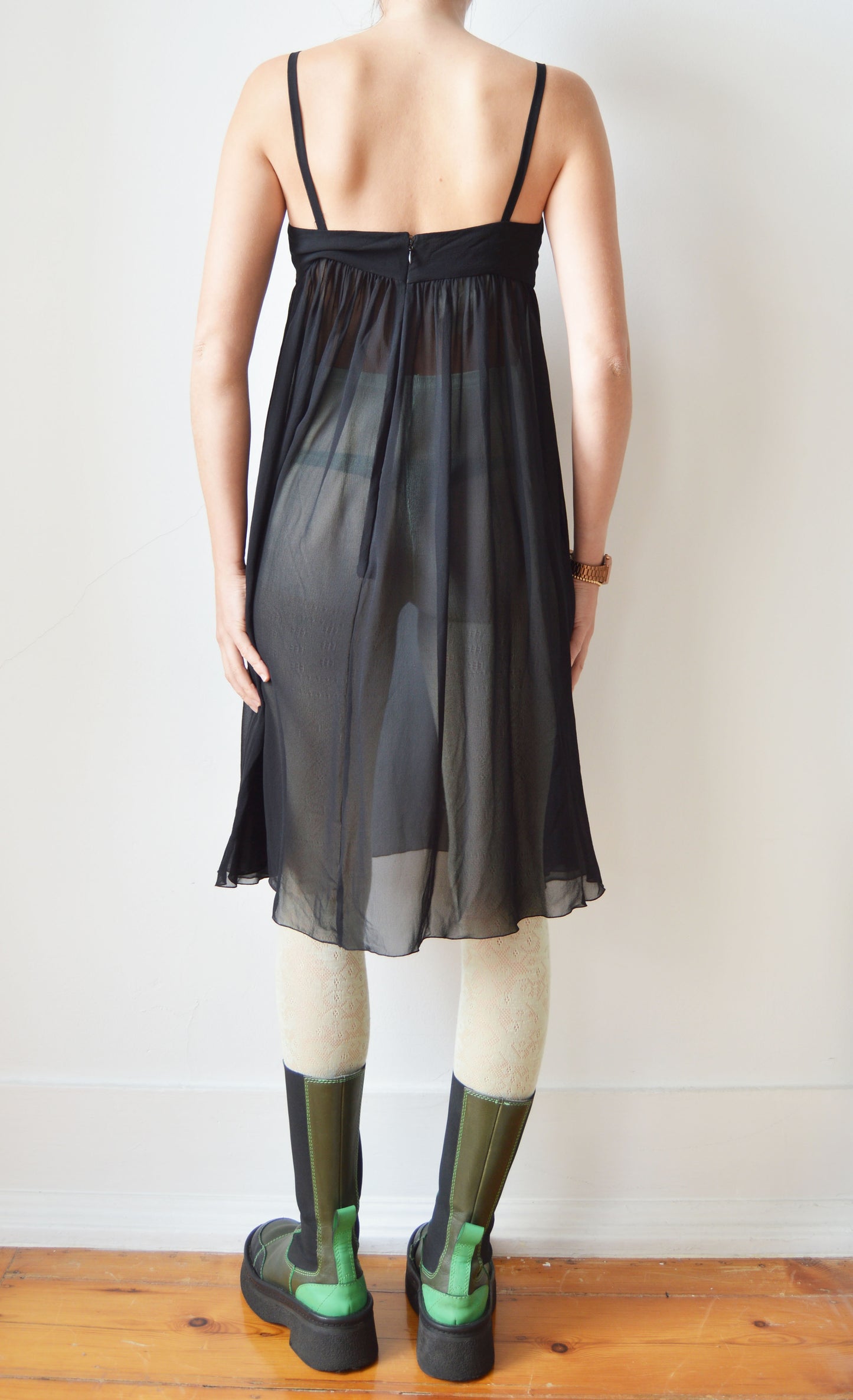 vintage chloe black silk sheer dress