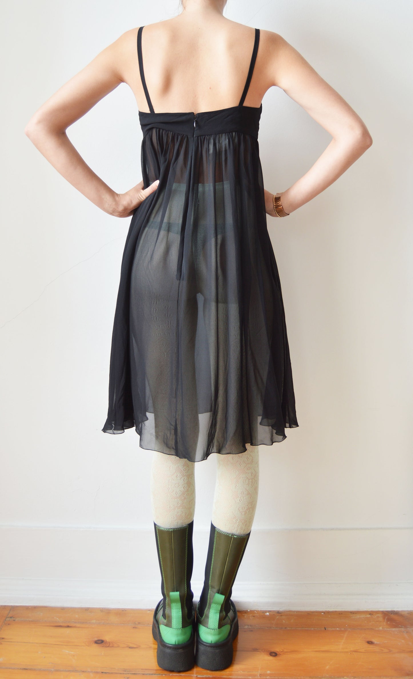 vintage chloe black silk sheer dress