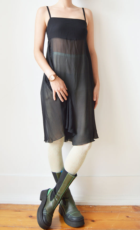 vintage chloe black silk sheer dress