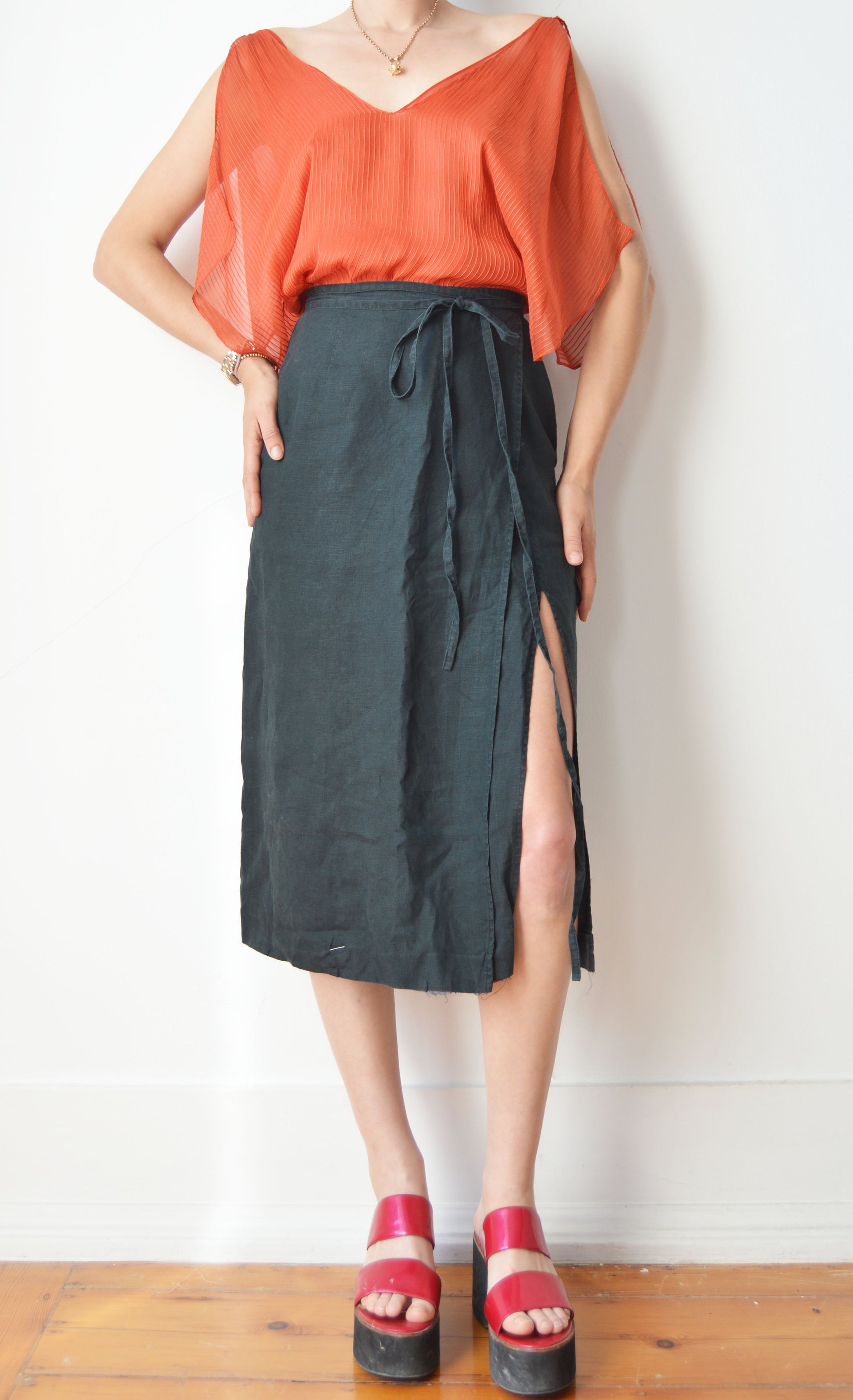 vintage chloe ss 2001 orange silk top